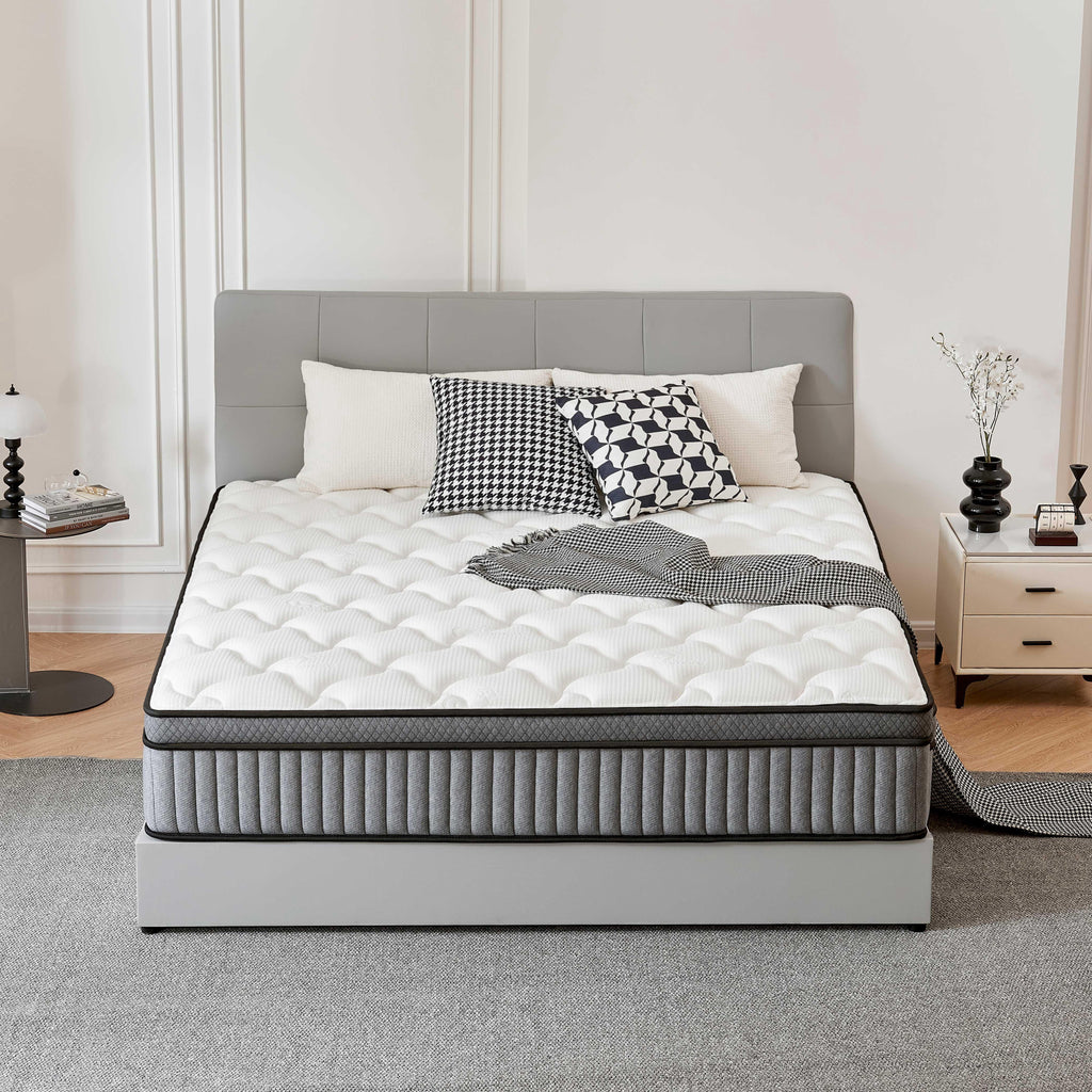 Giovanly 12 inch Queen Hybrid Mattress in a Box, Memory Foam and Individually Wrapped Pocket Coils, Medium Firm, Motion Isolation & Edge Support, Breathable Cooling, CertiPUR-US & OEKO-TEX Certified