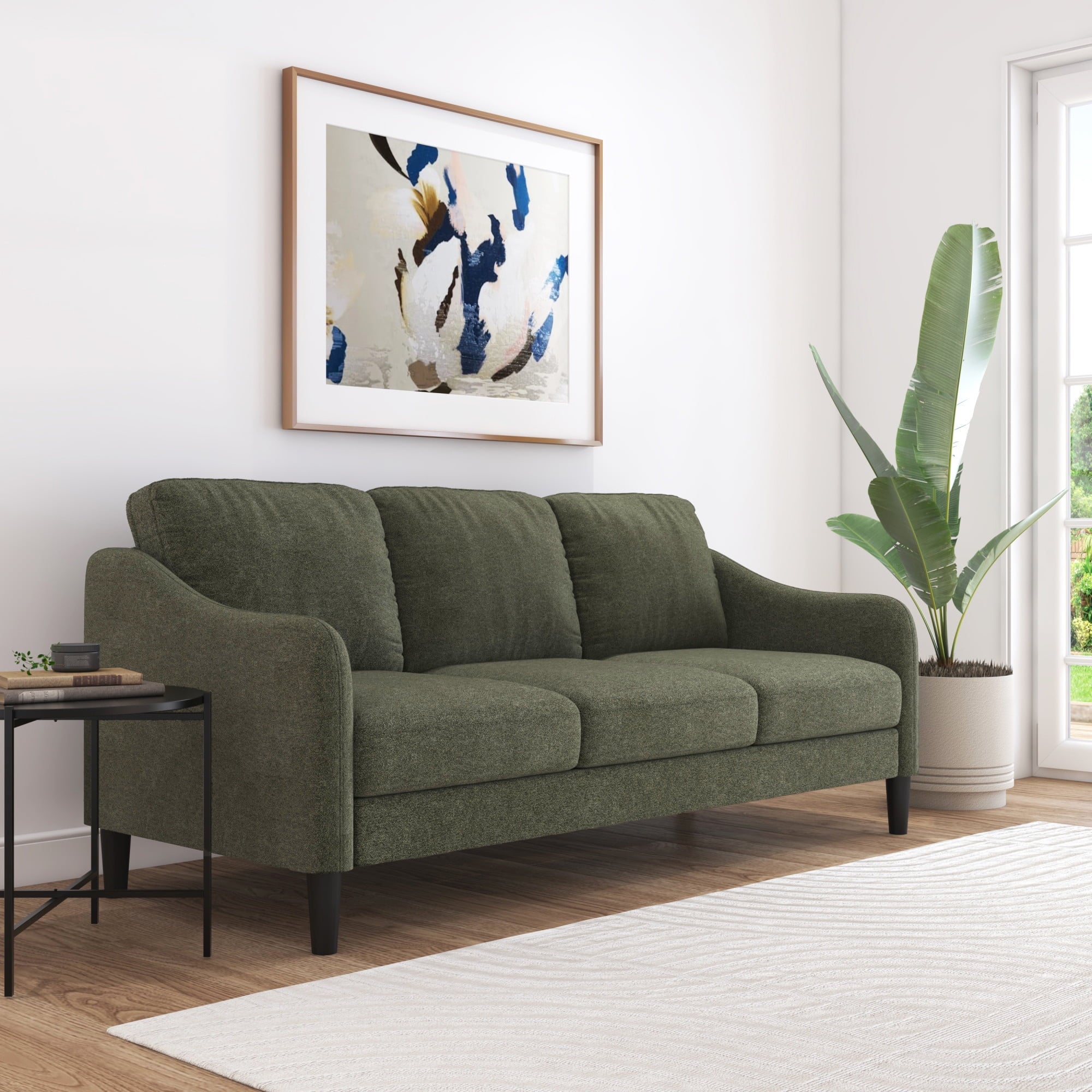 Mainstays Westley Swoop Arm 74 Sofa, Moss Green