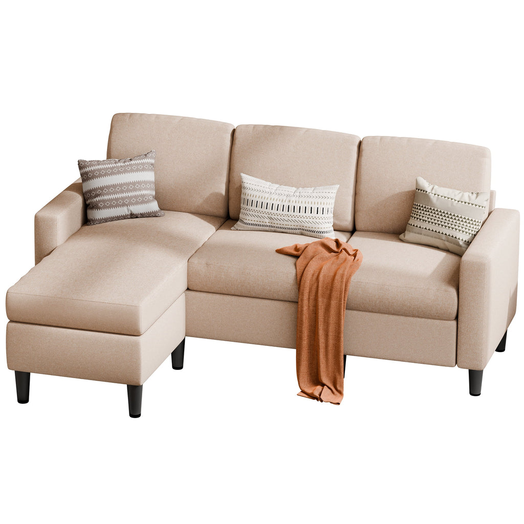 Walsunny 73.6 Convertible Sectional Sofa Couch, L-Shaped 3-Seat Sofa Couch with Reversible Chaise for Small Space,Dark Gray