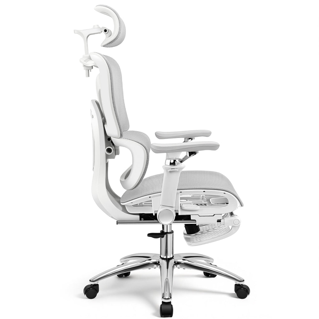 COOLHUT Ergonomic Mesh Office Chair with Footrest, Big and Tall Computer Desk Chair with Adjustable Lumbar Support, Headrest and Armrest, High Back Home Office Chair for Workspace, 300LBS, Black