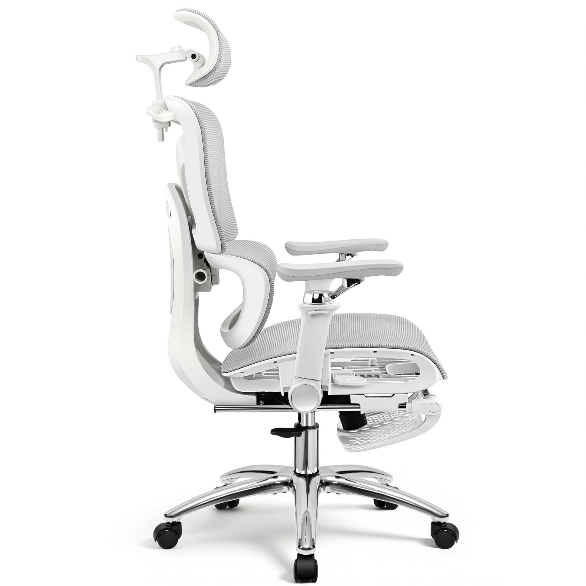 COOLHUT Ergonomic Mesh Office Chair with Footrest, Big and Tall Computer Desk Chair with Adjustable Lumbar Support, Headrest and Armrest, High Back Home Office Chair for Workspace, 300LBS, Black