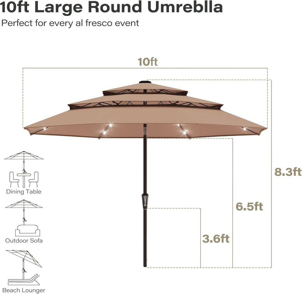 LAUSAINT HOME 10 Feet Patio Umbrella, Outdoor Large Cantilever Round Windproof Patio Offset Umbrella with 360° Rotation for Backyard, Gray