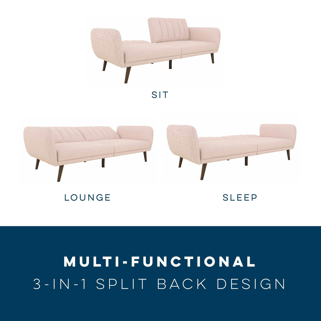 Novogratz Brittany Futon, Blue Linen