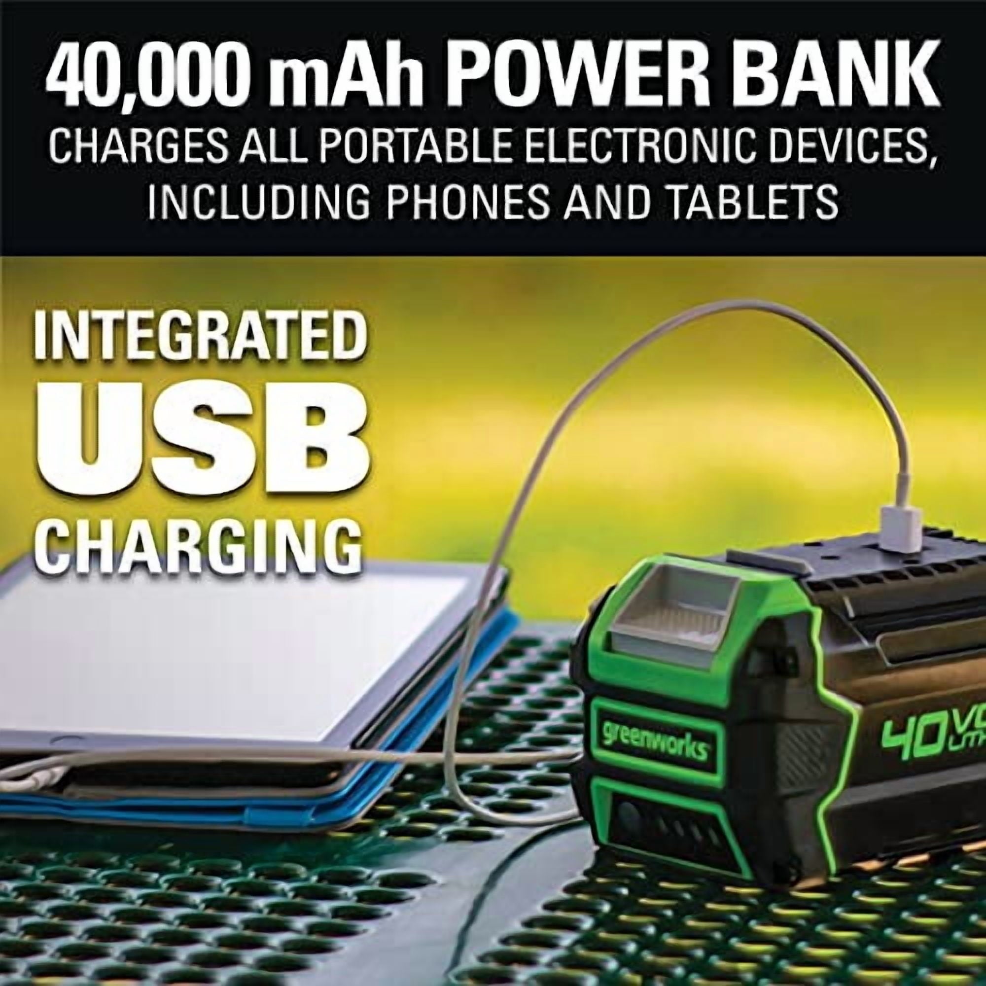 Greenworks 40V 21 Brushless Self-Propelled Lawn Mower, 2 x 4Ah USB (Power Bank) Batteries and Charger Included MO40L4413