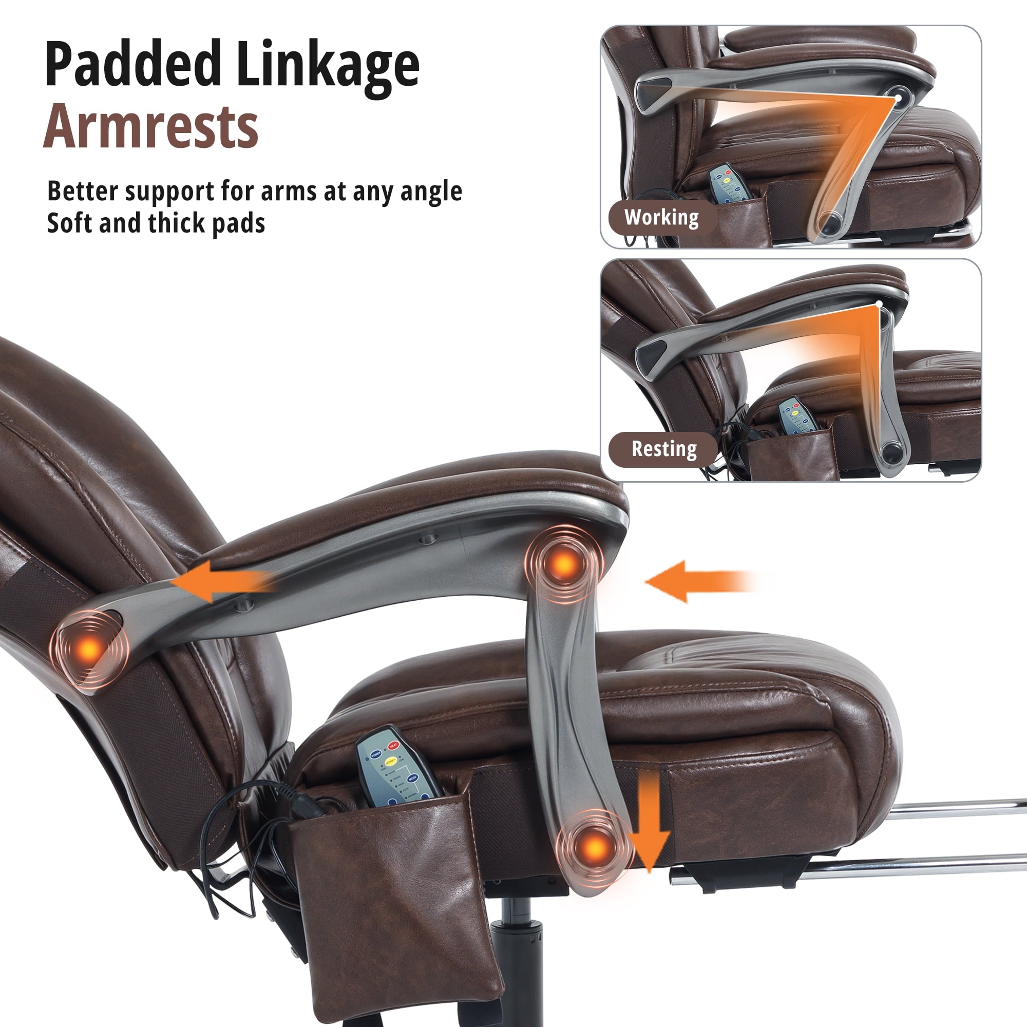Heated Massage Office Chair with 6 Points Vibration, Reclining Ergonomic Desk Chair with Footrest for Extra Comfort, PU Leather High Back Executive Computer Chair, Thick Padded Massage Chair