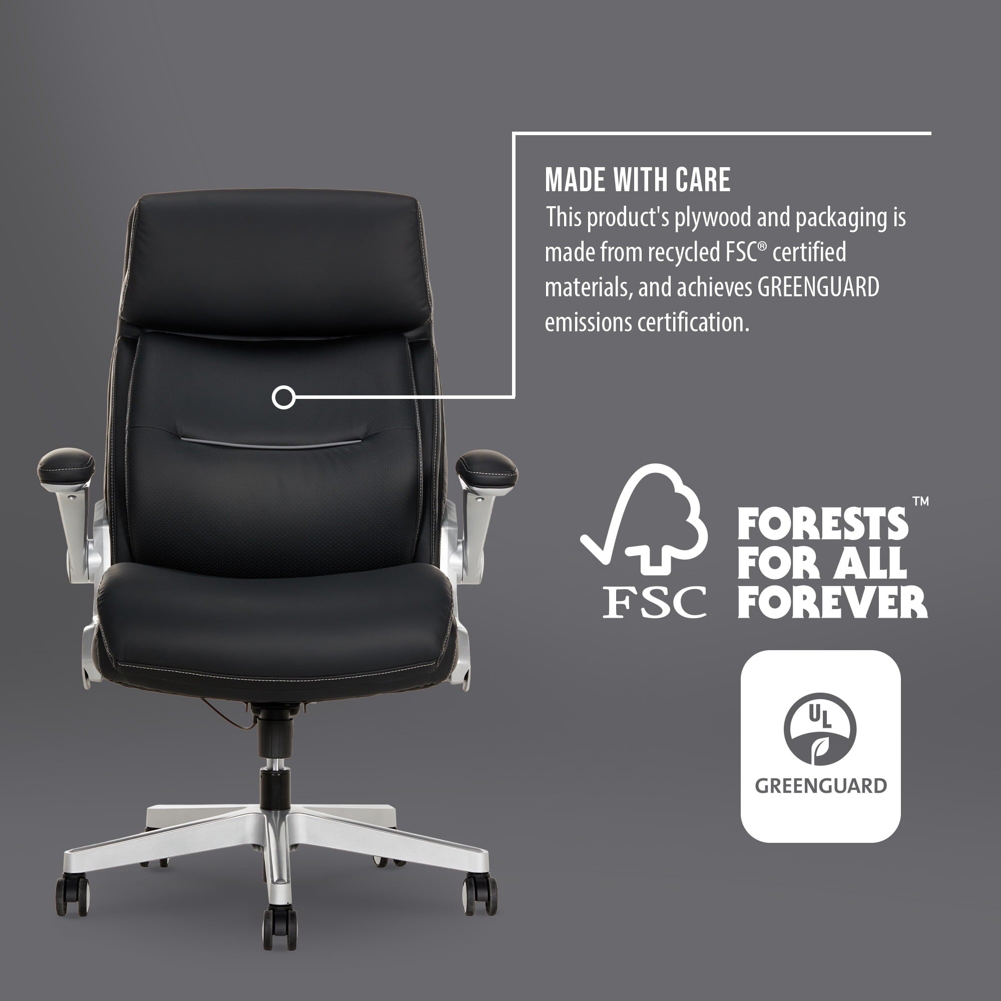 Shaquille O'Neal Cenzo Ergonomic Big and Tall Office Chair ,Flip-Up Arms PureSoft Upholstery High-Back Desk Chair with 400 lb Capacity, Black
