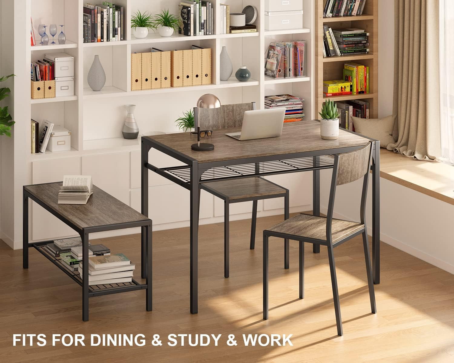 Aiho 7-Piece Dining Table Set for 6, Space-Saving Kitchen Table with Chairs, Compact Dining Furniture for Small Spaces & Apartments, Retro