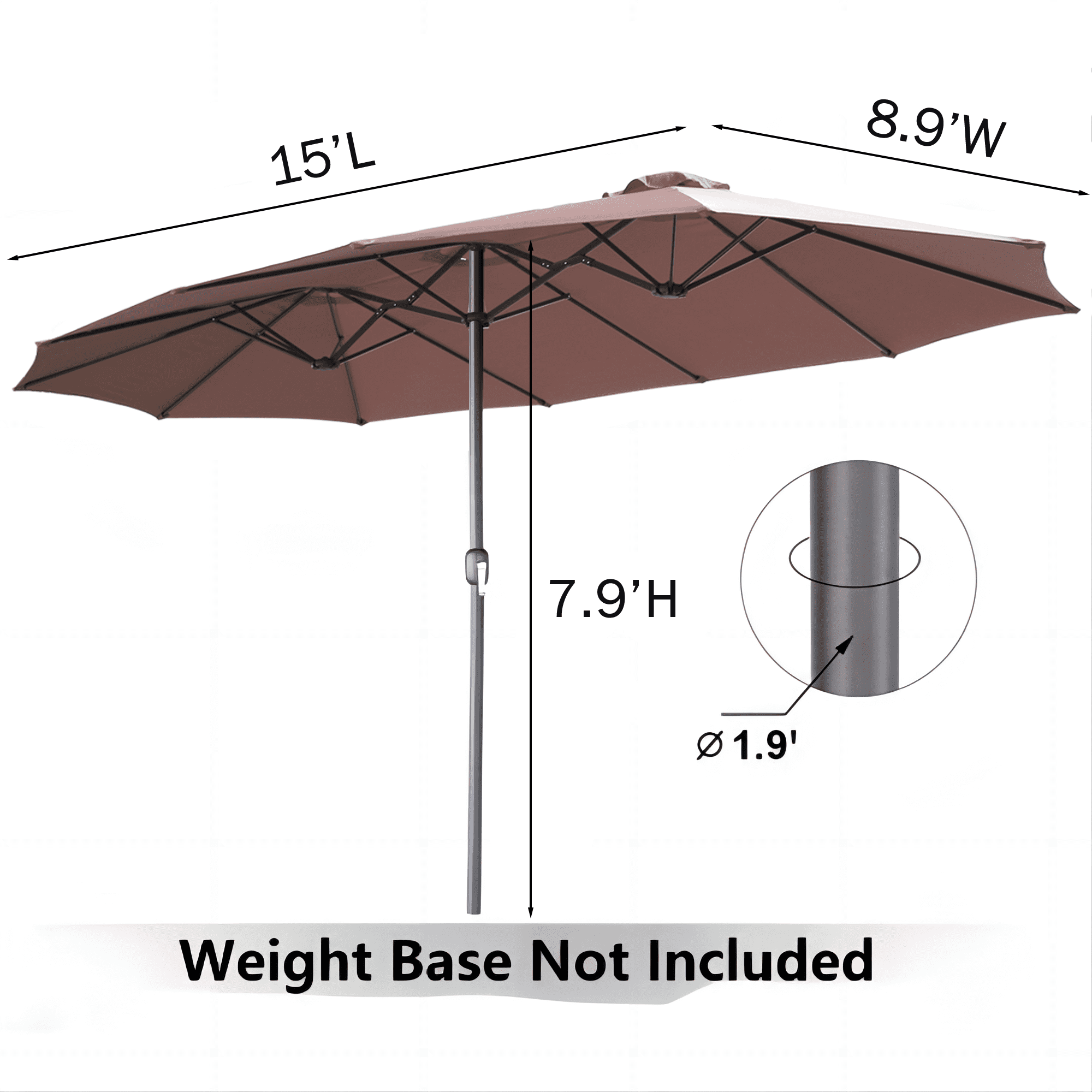 AECOJOY 10x10ft Outdoor Cantilever Patio Umbrella with Base, 360° Tilt & Rotate, Beige