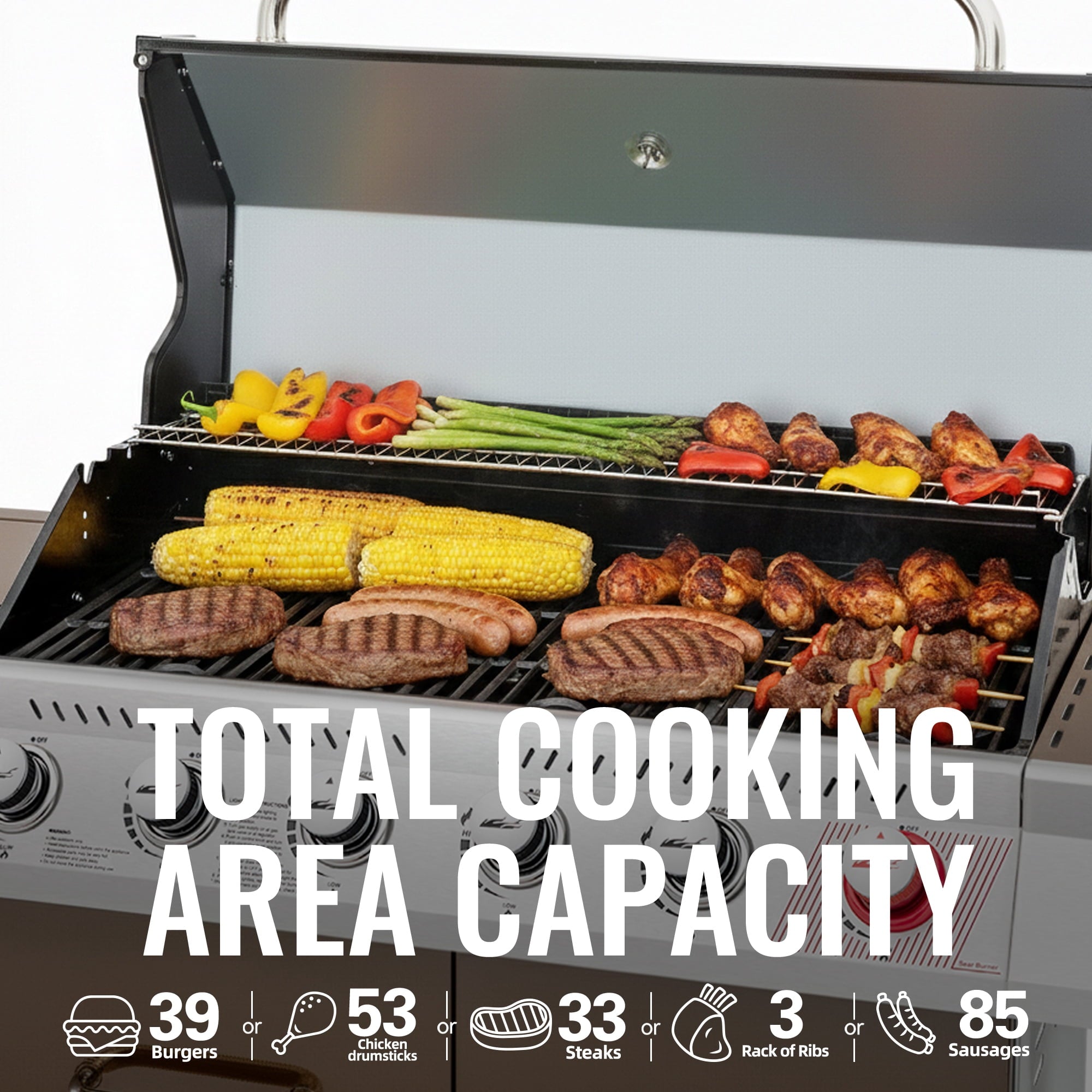 Royal Gourmet 6-Burner GA6402C BBQ Gas Grill with Sear Burner and Side Burner, 74,000 BTU