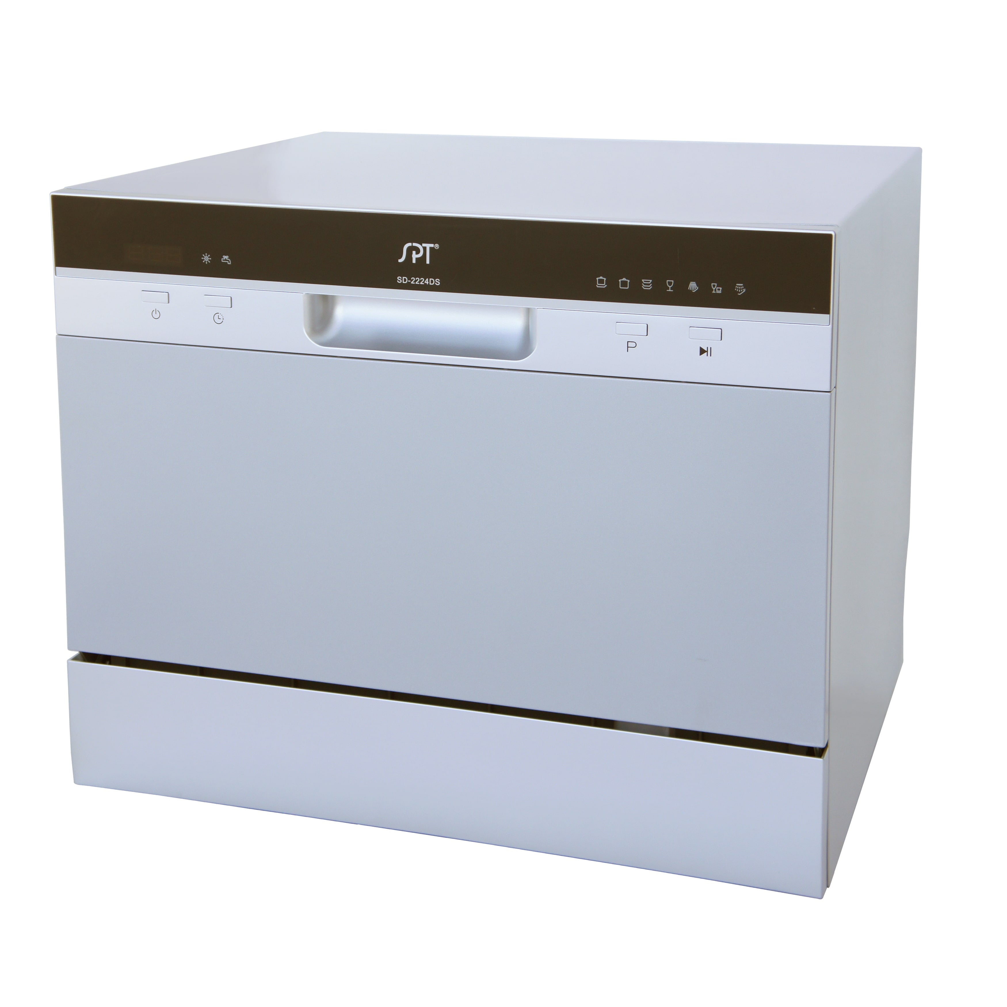 6 Place Settings Silver Countertop Dishwasher with Delay Start and LED display