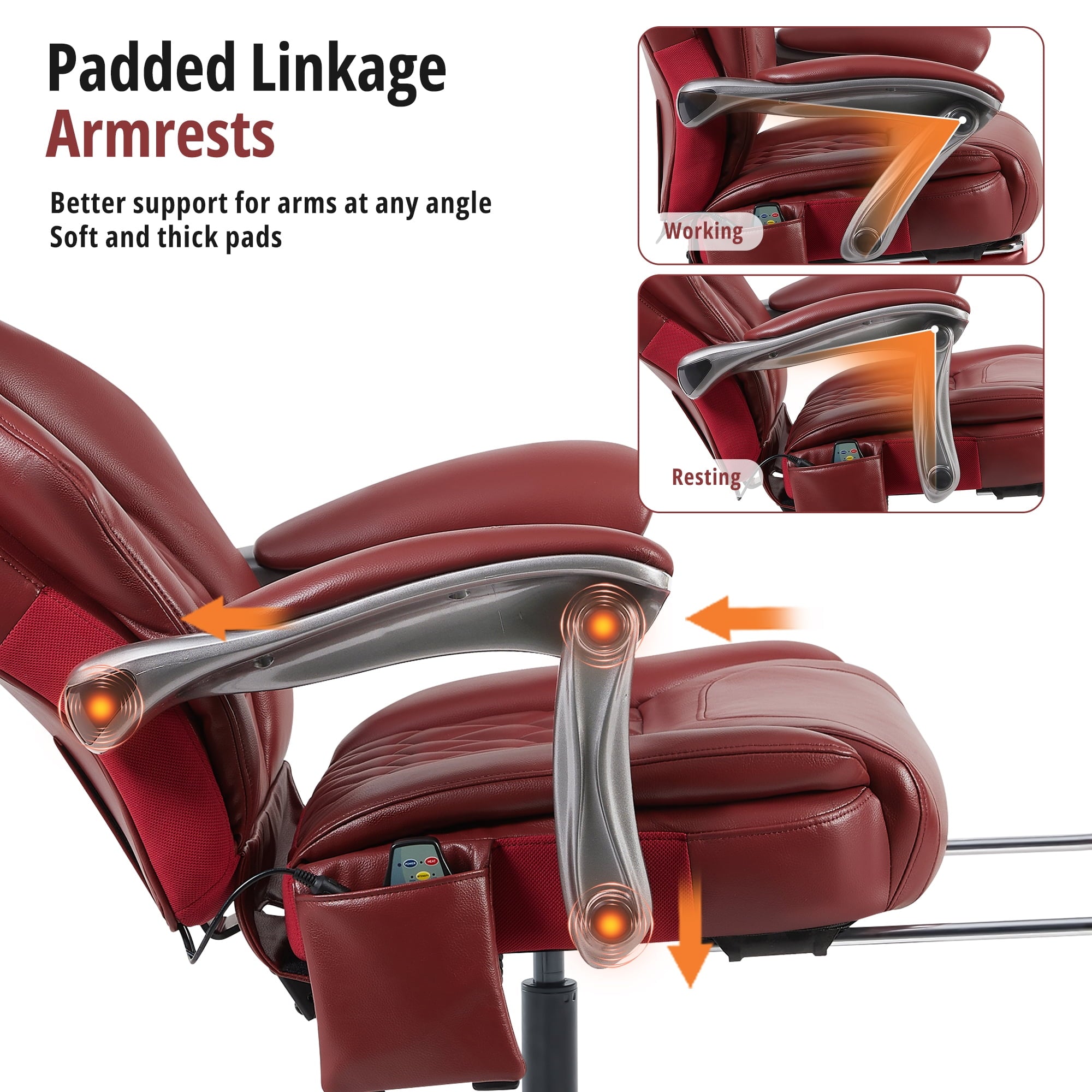 Heated Massage Office Chair with 6 Points Vibration, Reclining Ergonomic Desk Chair with Footrest for Extra Comfort, PU Leather High Back Executive Computer Chair, Thick Padded Massage Chair