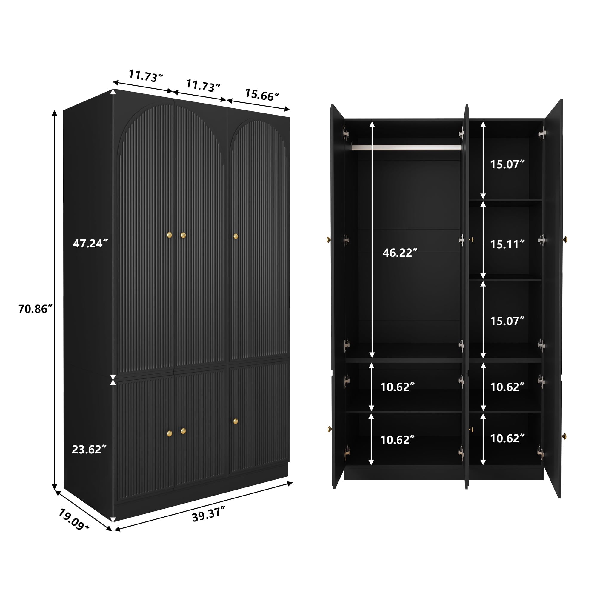 Wirrytor Freestanding Wooden Armoire Wardrobe with 2 Woven Doors and Storage Drawers, Space-Saving Closet Cabinet for Bedroom, Sturdy Mdf Board Closet with Hanging Rail