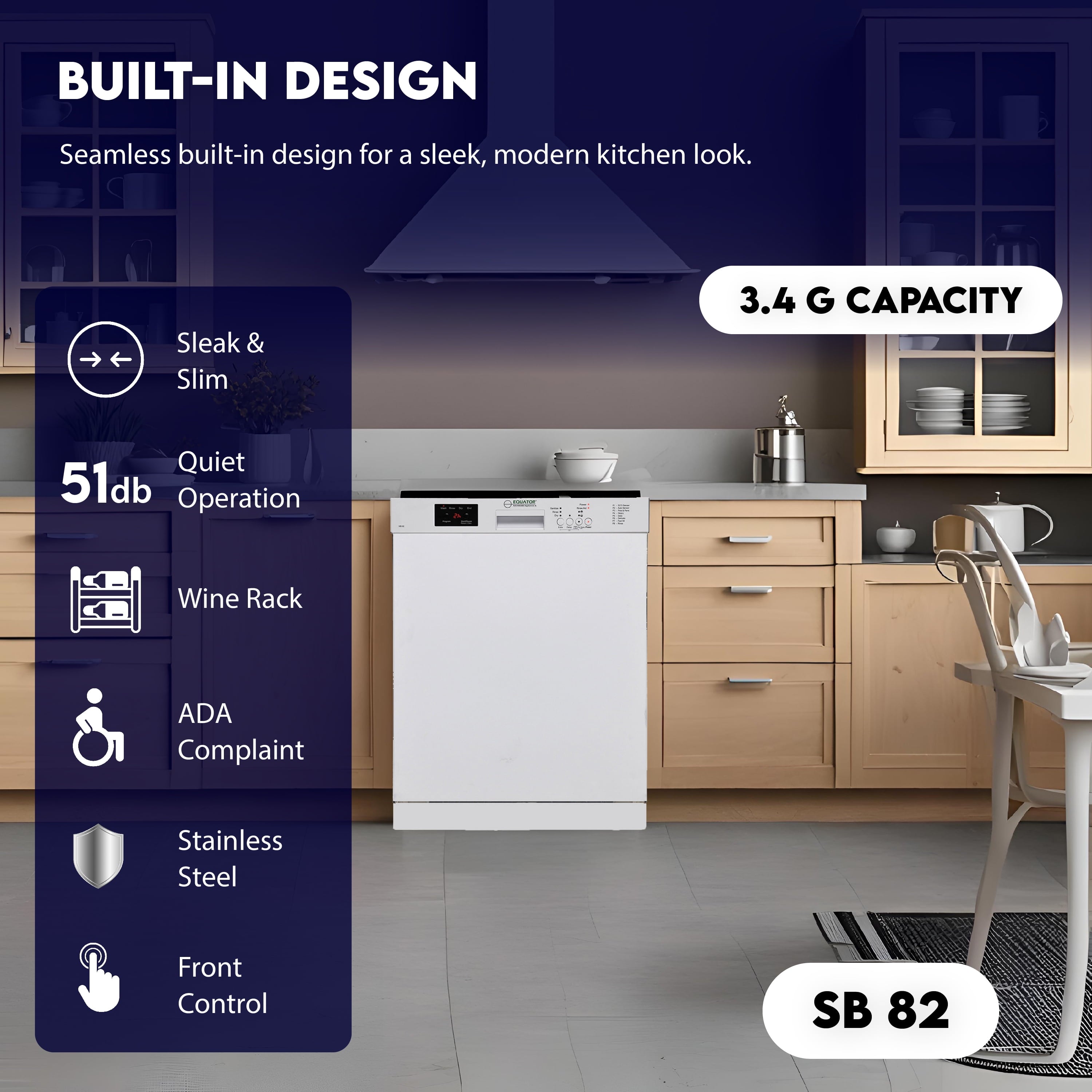 Equator Europe 24 Built in 14 place Dishwasher in White