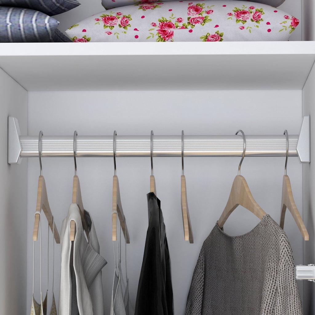 KULAGAGA 2 Doors Bedroom Armoires Wardrobe Closet Storage Organizer Compartments and Hanging Bar, White
