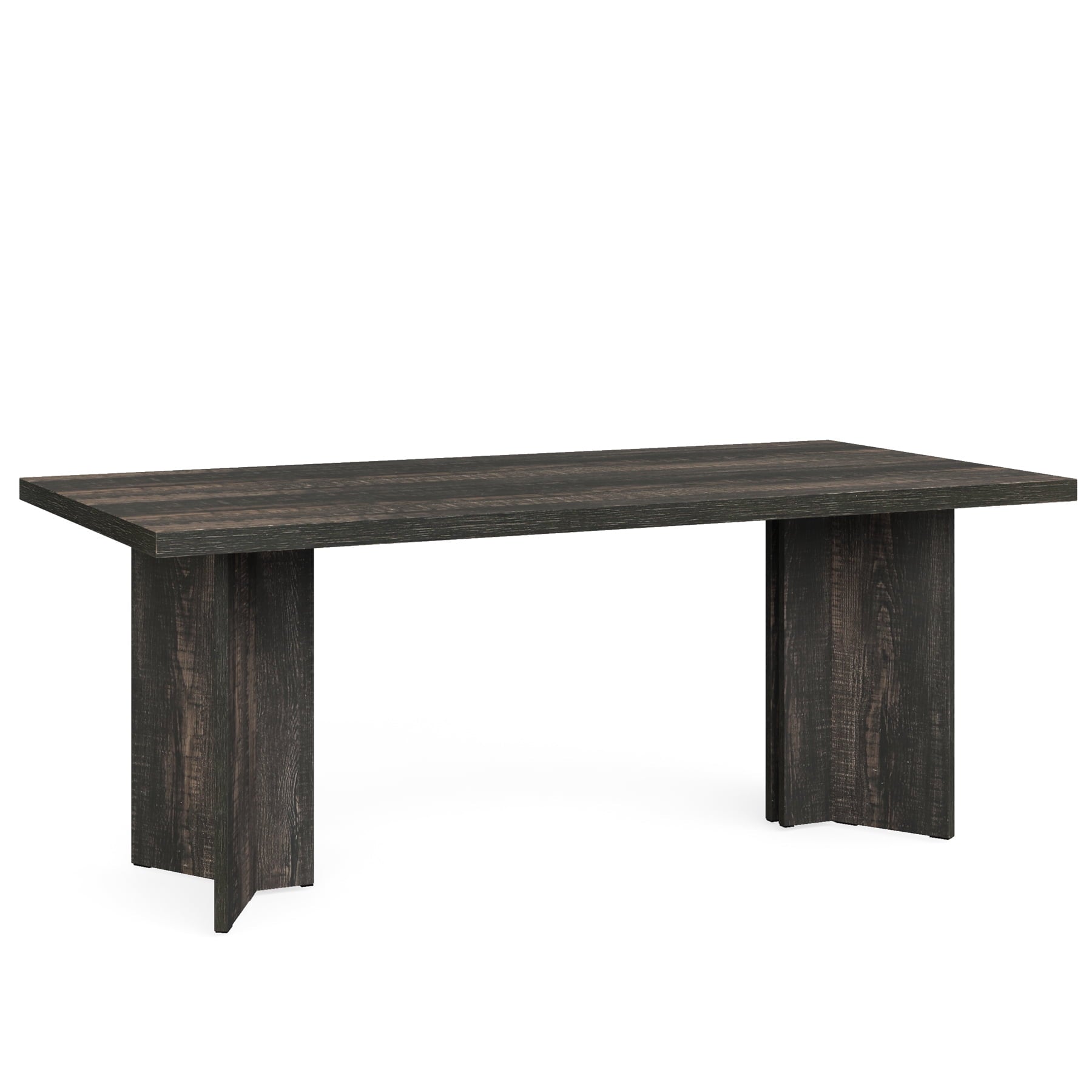 Fnova 63 Rectangular Modern Dining Table, Wooden Modern Kitchen Table for 6 People for Dining Room, Warm Brown (Chairs Not Included)