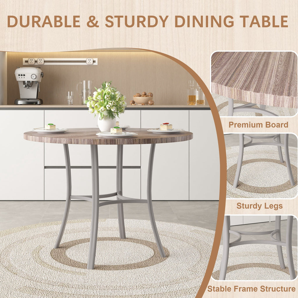 VECELO 5-Piece Dining Table Set, Modern Faux Marble Table and 4 Upholstered Chairs Set for 4, Round Dining Room Table Set for Small Space, Breakfast Nook, Apartment, Black