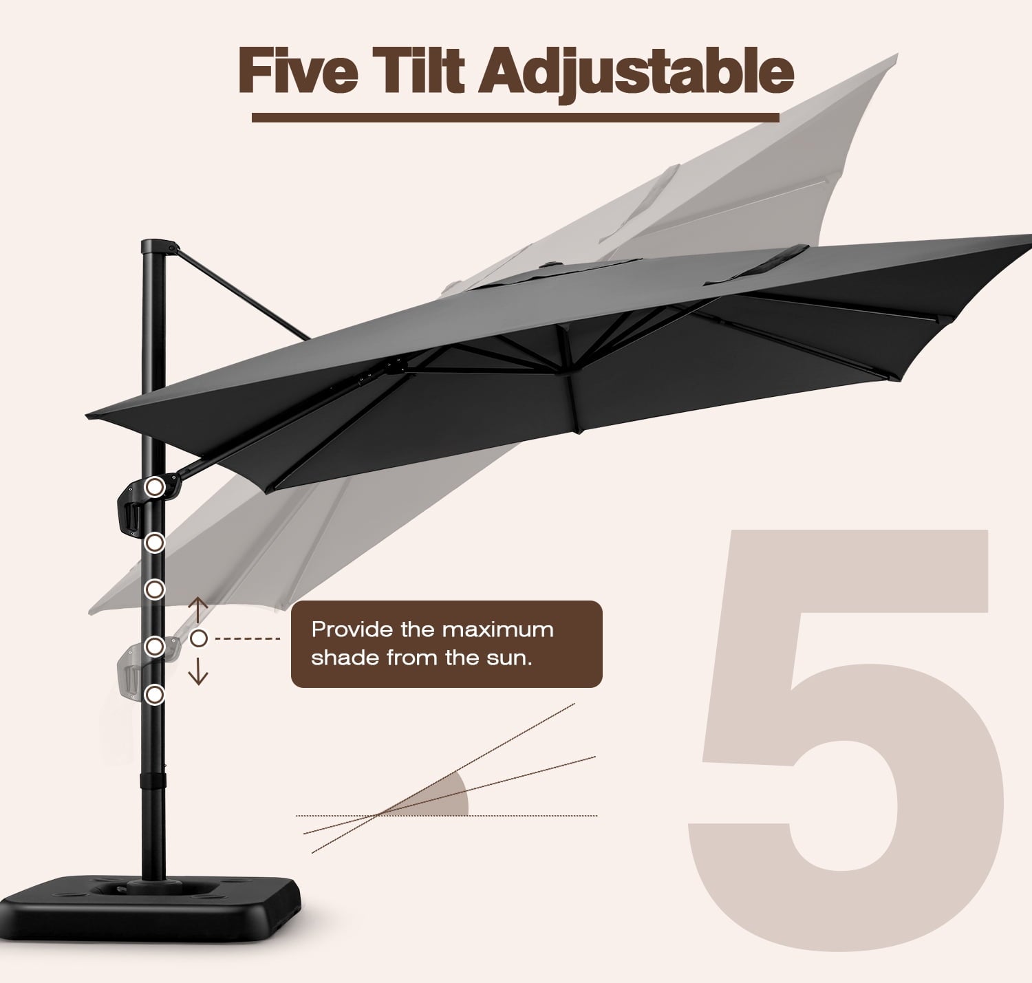 COBIZI 10x10ft Patio Cantilever Umbrella Double Roof Large Rectangular Deck Offset Umbrellas, Square Outdoor Patio Umbrella with 360°Rotation & Heavy-Duty Aluminum Frame,for Poolside Garden,Beige