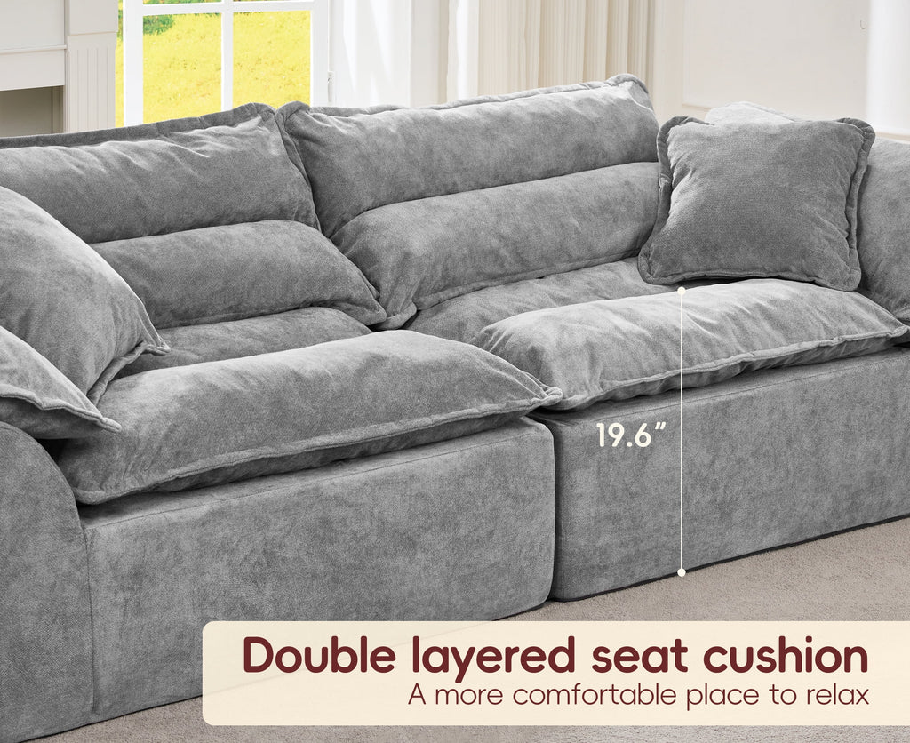 2-Seater Modular Sectional Sofa, Comfy Loveseat with Throw, Deep Seat Memory Foam Small Couches for Small Space, Living Room Apartment, Dark Grey