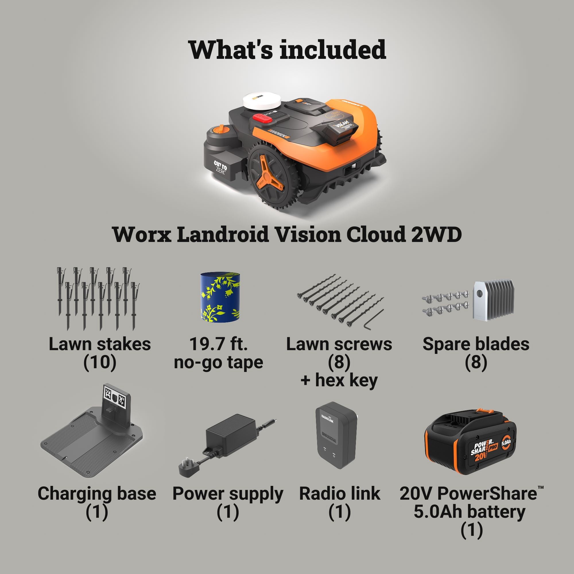 Worx WR310.1 Landroid Vision Cloud 2WD Robotic Lawn Mower (¼ Acre)