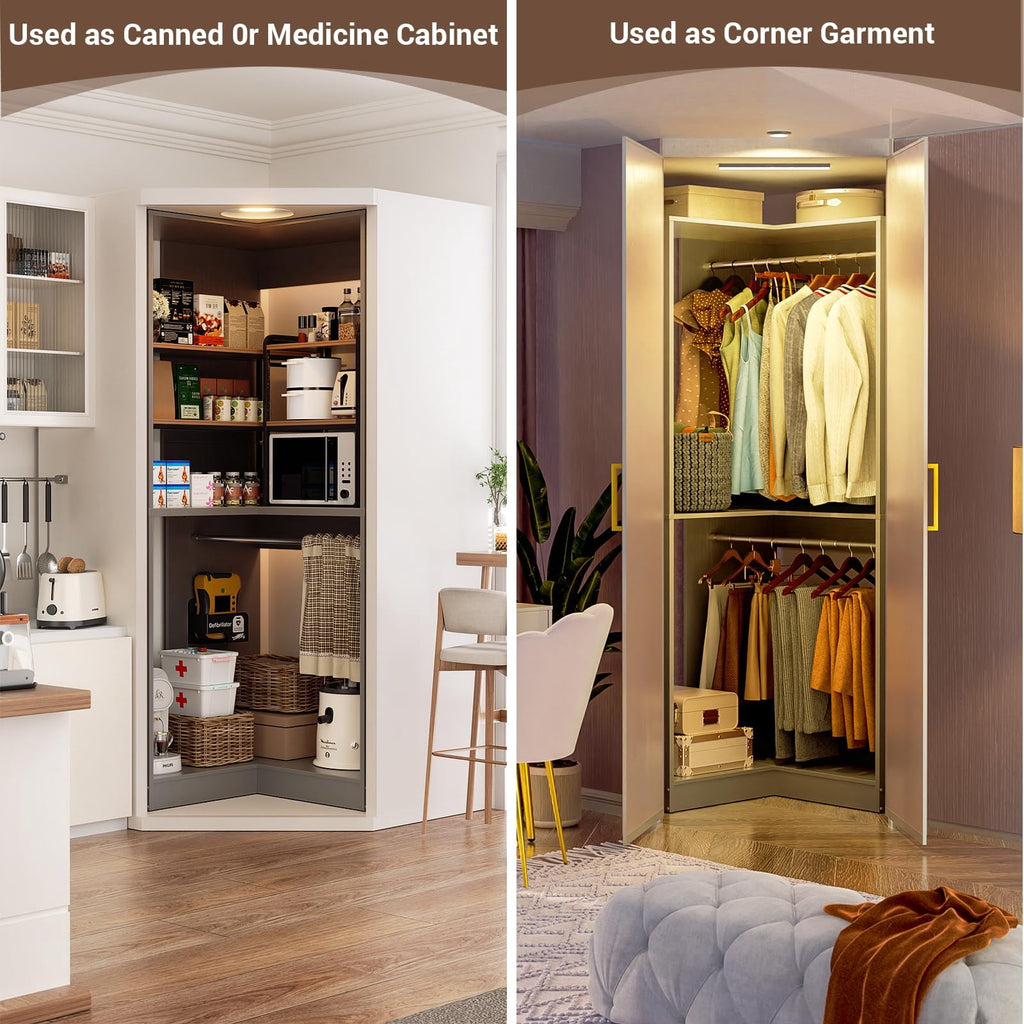 Homieasy 32'' W Corner Closet System with Hanging Rod, White