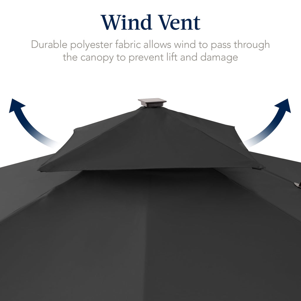Best Choice Products 12x12ft 2-Tier Square Outdoor Solar LED Cantilever Umbrella w/ 360-Rotating Base   Gray