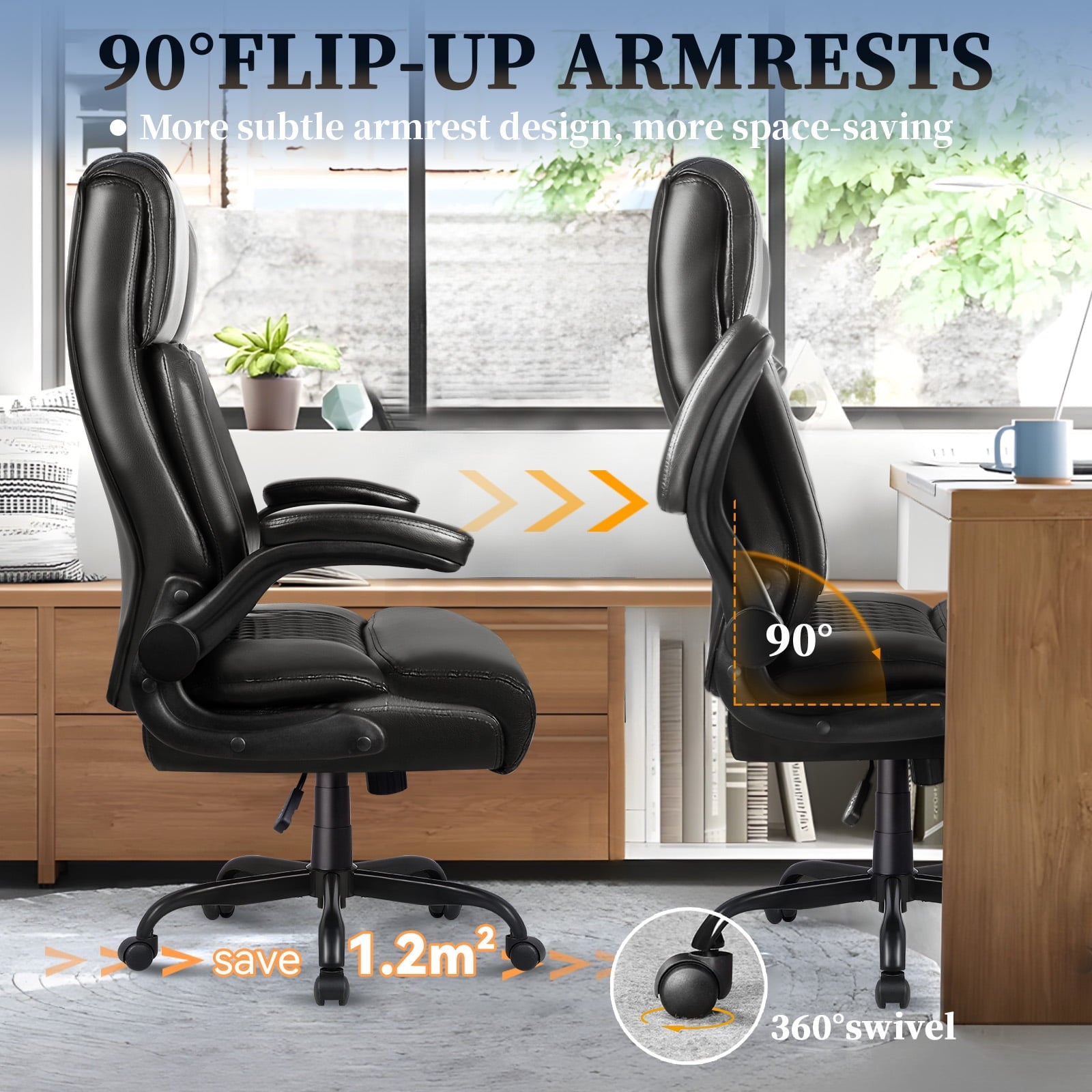 BOSSIN 400lbs Executive Office Chair with Foot Rest, Ergonomic Heavy Duty Big and Tall Desk Chair with Adjustable Headrest, High Back PU Leather Comfy Computer Chair