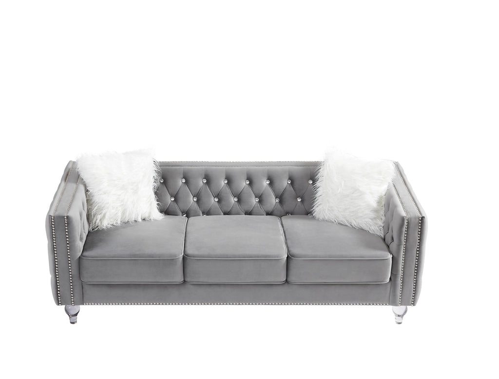 Gewnee 86.6 Modern Sofa Couch,Teddy Velvet 3 Seaters Comfy Couch with Deep Seat for Living Room,2 Pillows,Beige