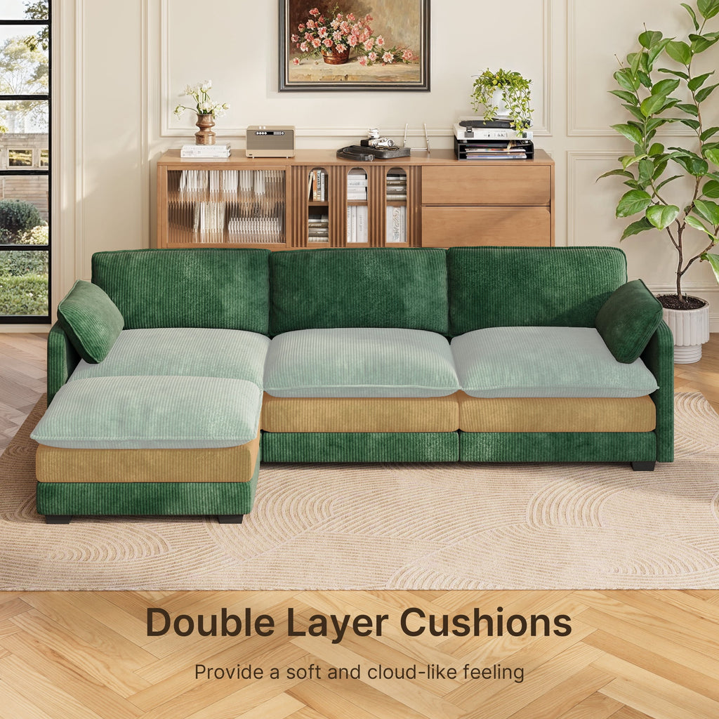 Sofa, L-Shaped Sofa Couch with Deep Seat and Movable Footrest Sofa for Office|Living Room, Gray