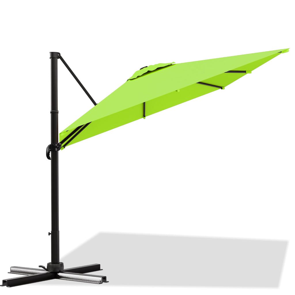 Easthome 10 × 10FT Square Cantilever Patio Umbrella, 360° Rotating Offset Umbrella with Crank, 8 ribs, Outdoor Hanging Roman Umbrella for Garden Deck Backyard, Red