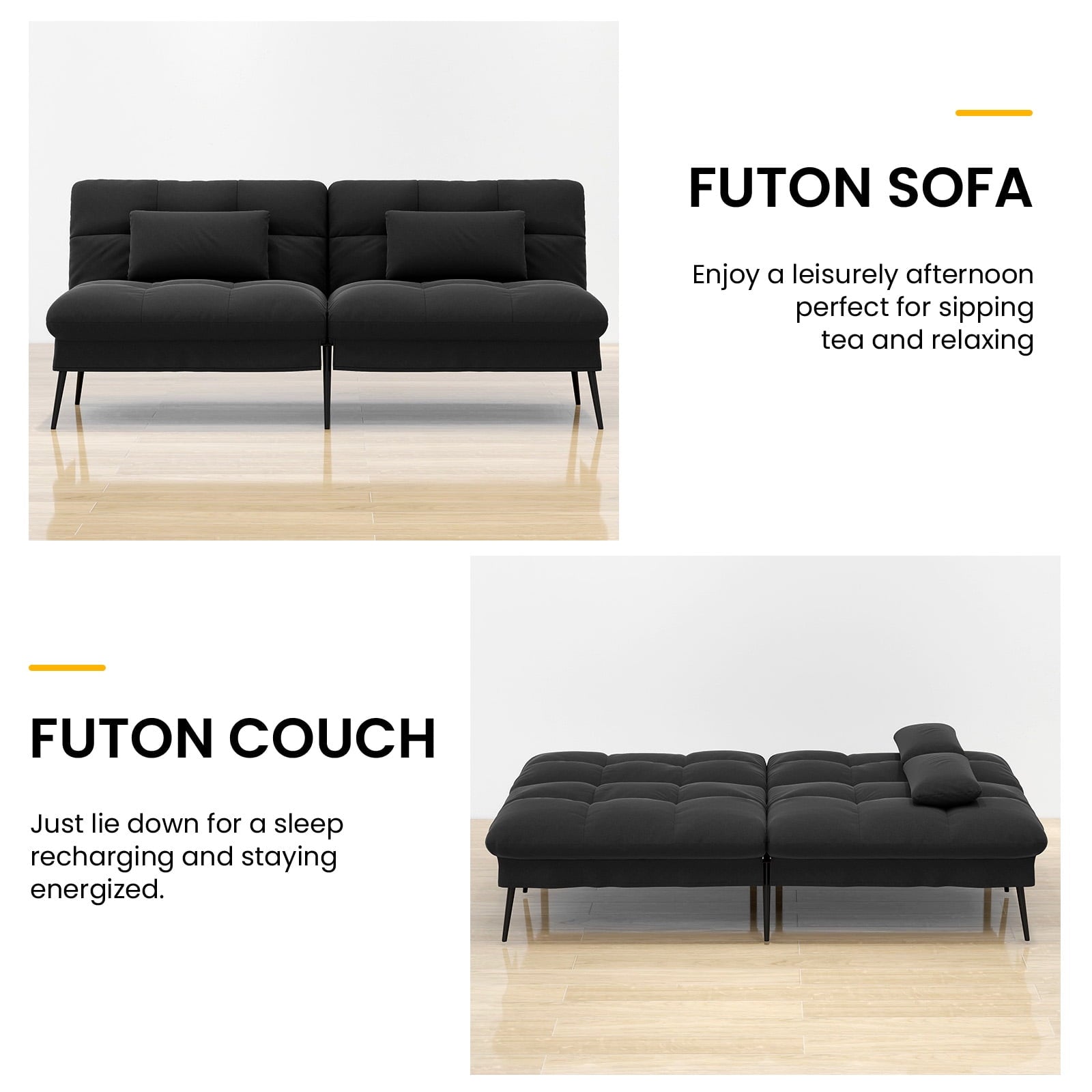 COMHOMA Cloud Comfort Convertible Futon Sofa Bed, Gray