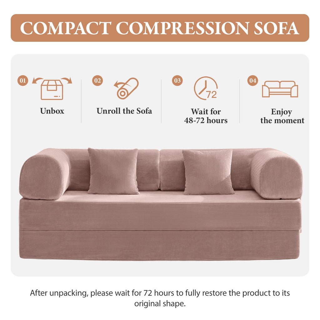 COOLHUT 63 W Combination Sofa, High Rebound Density Foam Sofa Couch, Two Forms Floor Couch Three Seats Sofa Bed for Living Room, Bedroom, Green