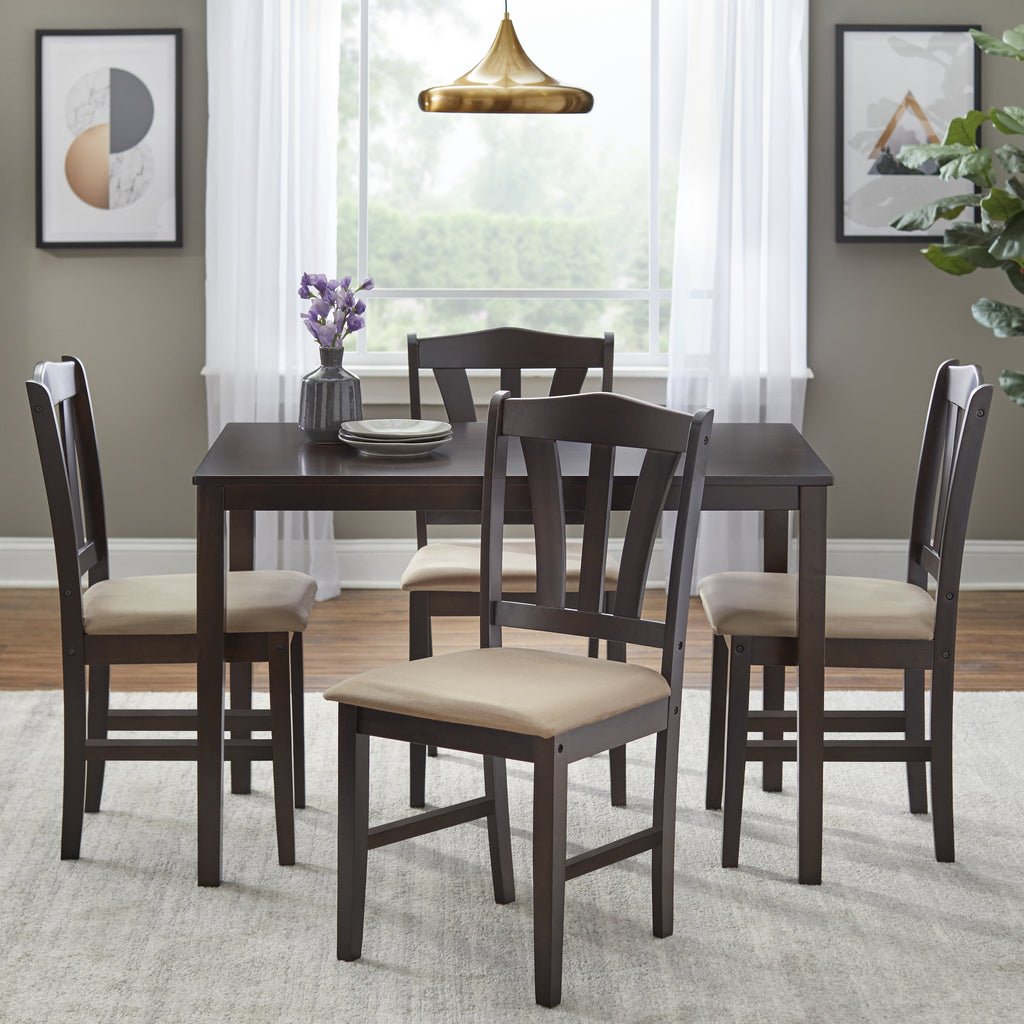 TMS Metropolitan 5-Piece Wood Farmhouse Upholsered Dining Set with Table and Chairs, White