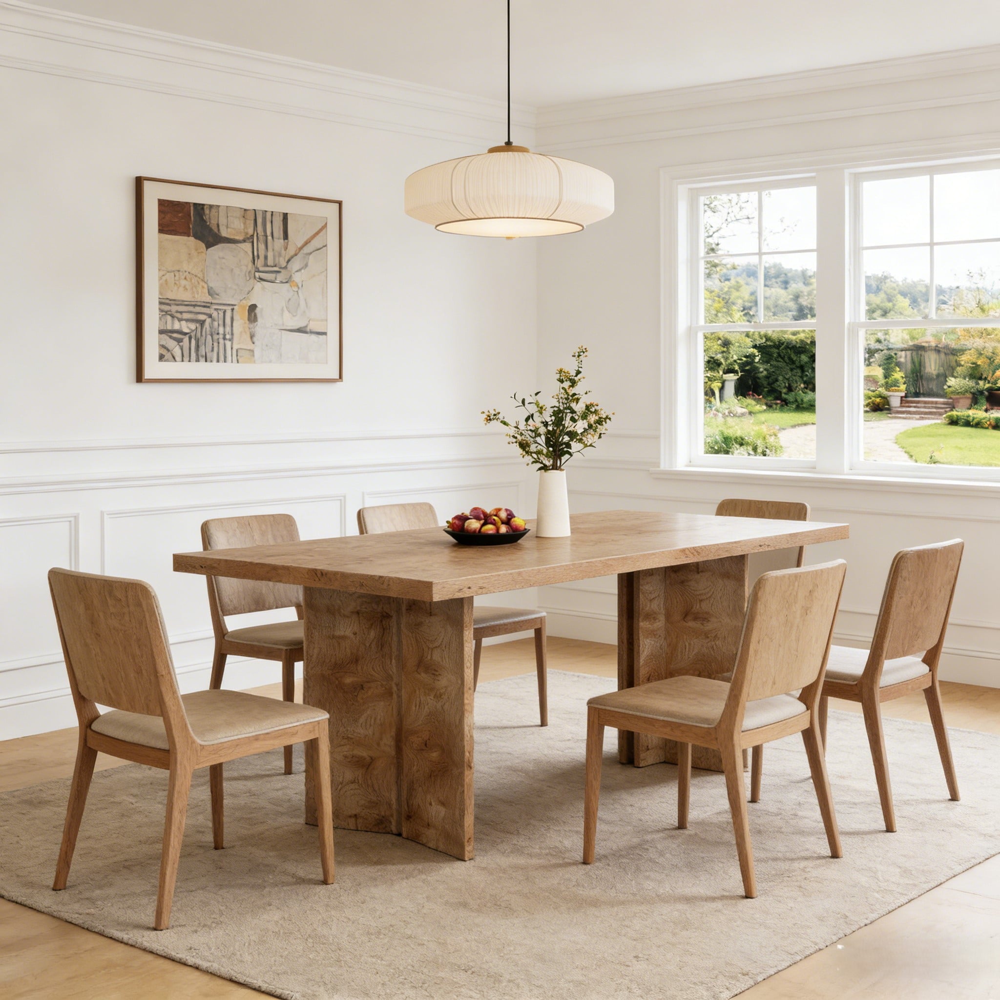 Fnova 63 Rectangular Modern Dining Table, Wooden Modern Kitchen Table for 6 People for Dining Room, Warm Brown (Chairs Not Included)
