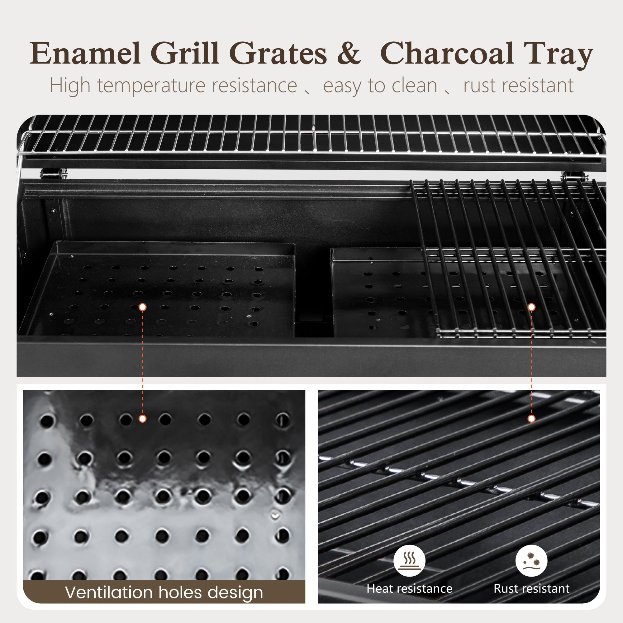 Alpha Joy 34-inch BBQ Charcoal Grill Outdoor Portable Barbecue Grill