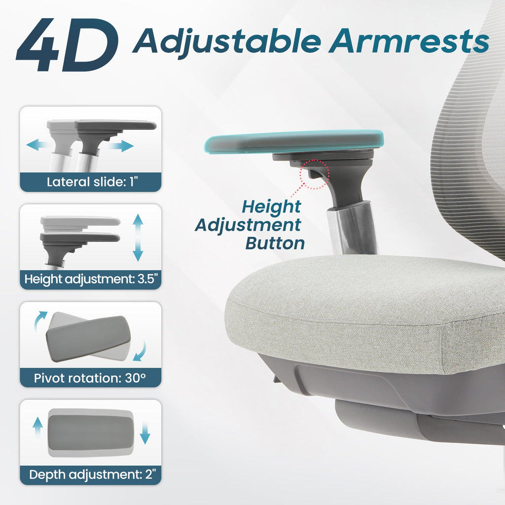 COLAMY ATLAS-01 Ergonomic Office Chair, High Back Office Executive Desk Chair, Mesh Office Chair Lumbar Support with Adjustable Headrest and 4D Arms, Slide Seat, Tilt Lock-Darkgrey