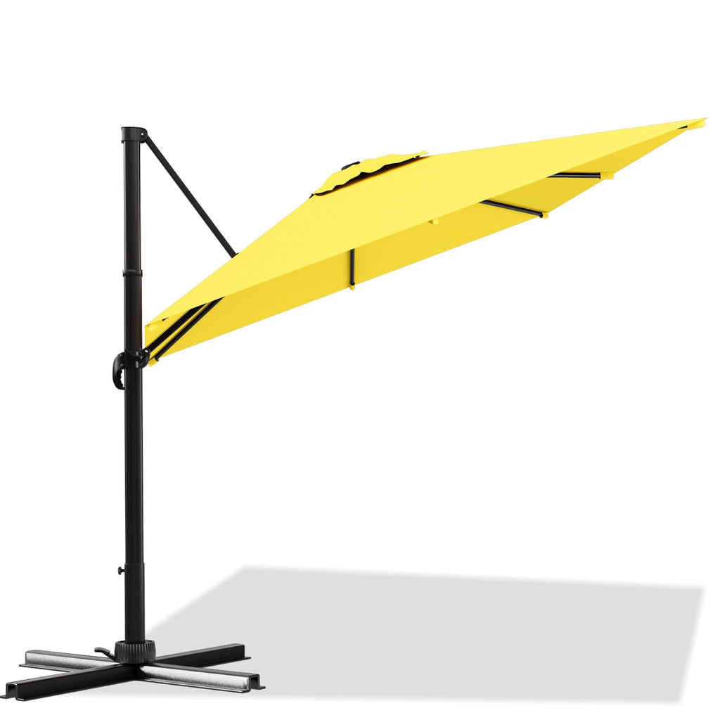 Easthome 10 × 10FT Square Cantilever Patio Umbrella, 360° Rotating Offset Umbrella with Crank, 8 ribs, Outdoor Hanging Roman Umbrella for Garden Deck Backyard, Red