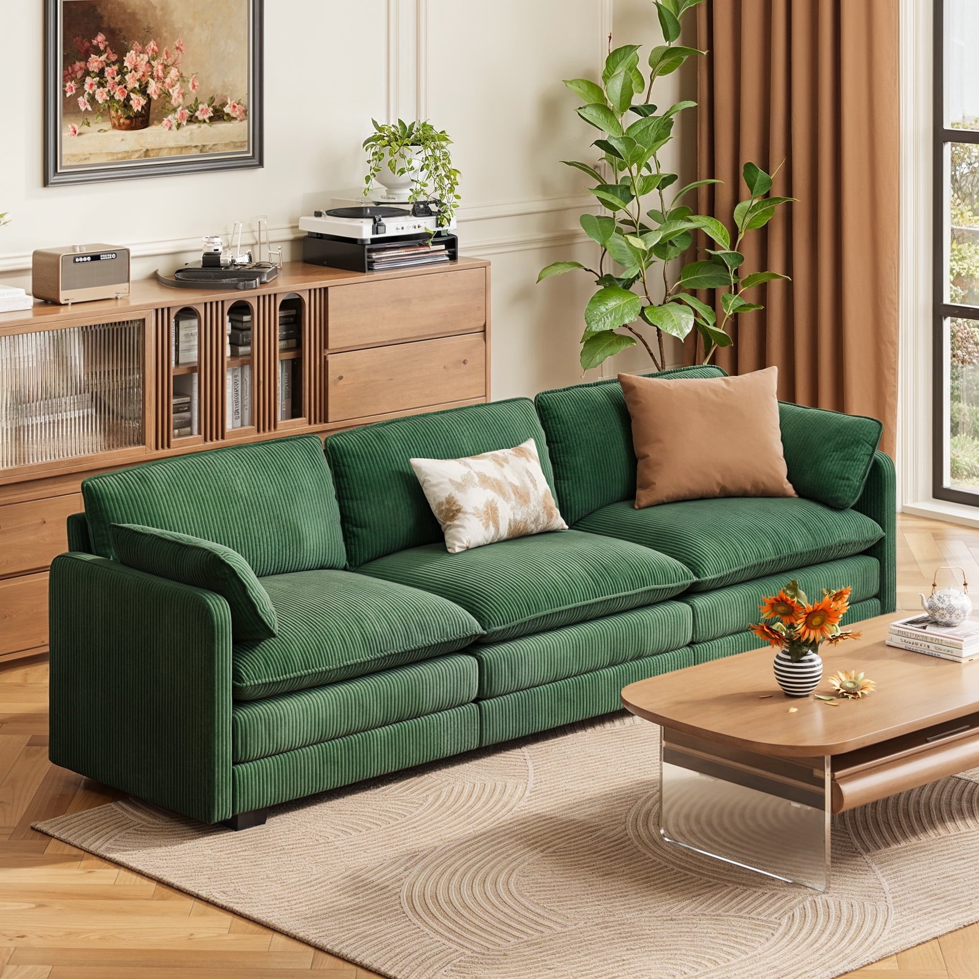 75’’ Cloud Couches for Living Room, Noelse L Shaped Modular Sofa with Deep Seats, 2 Seater Love Seat Couch with Removable Washable Corduroy Fabric for Living Room Bedroom and Apartment, Gray