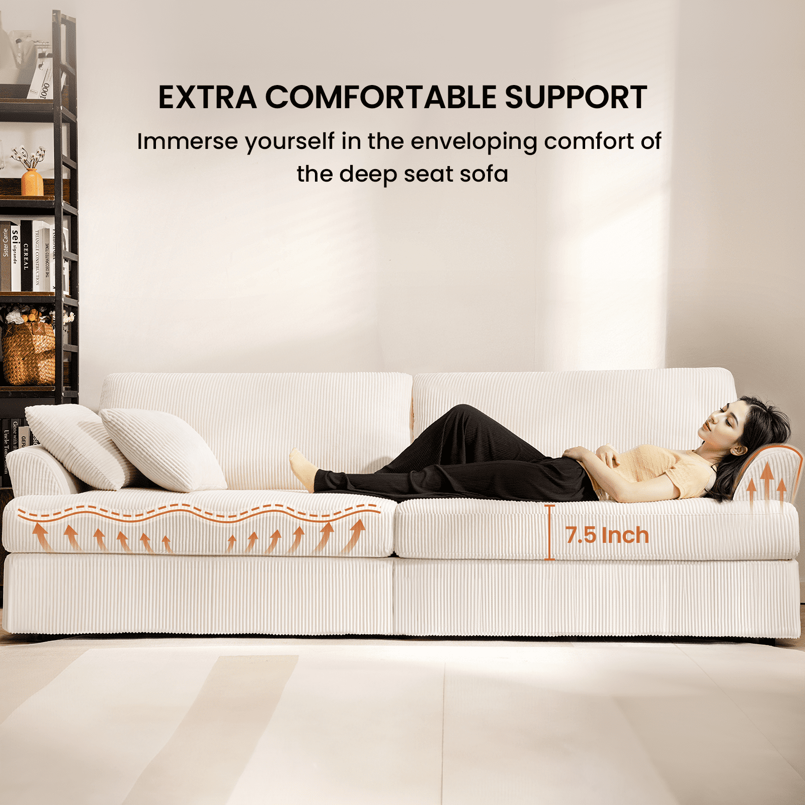 87 Sofa, Comfy Cloud Couch, Upholstered Couch for Living Room, Green