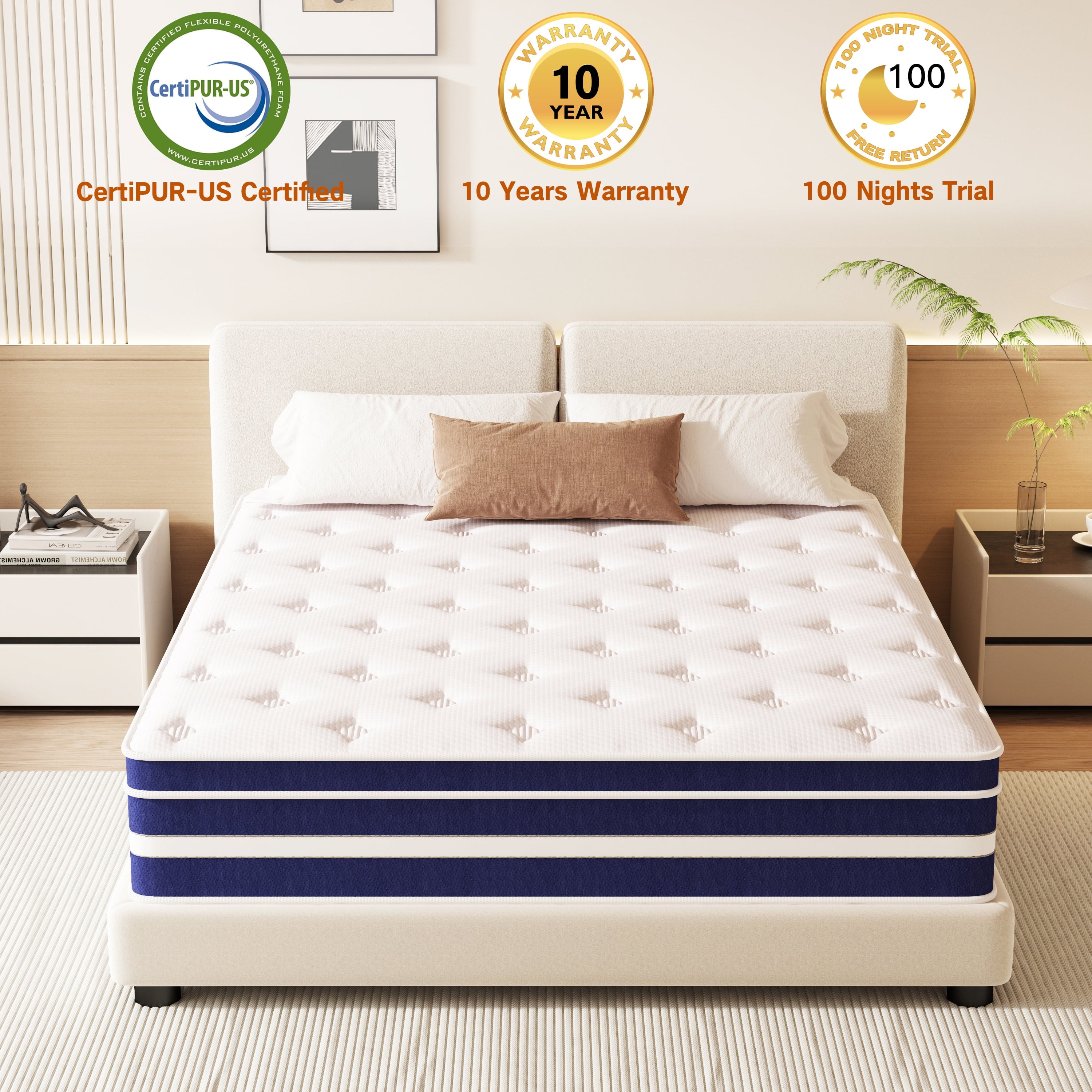 GUUKIN 12 inch Queen Mattress, Memory Foam & Spring Hybrid Medium Comfort Queen Size in a Box,Adult
