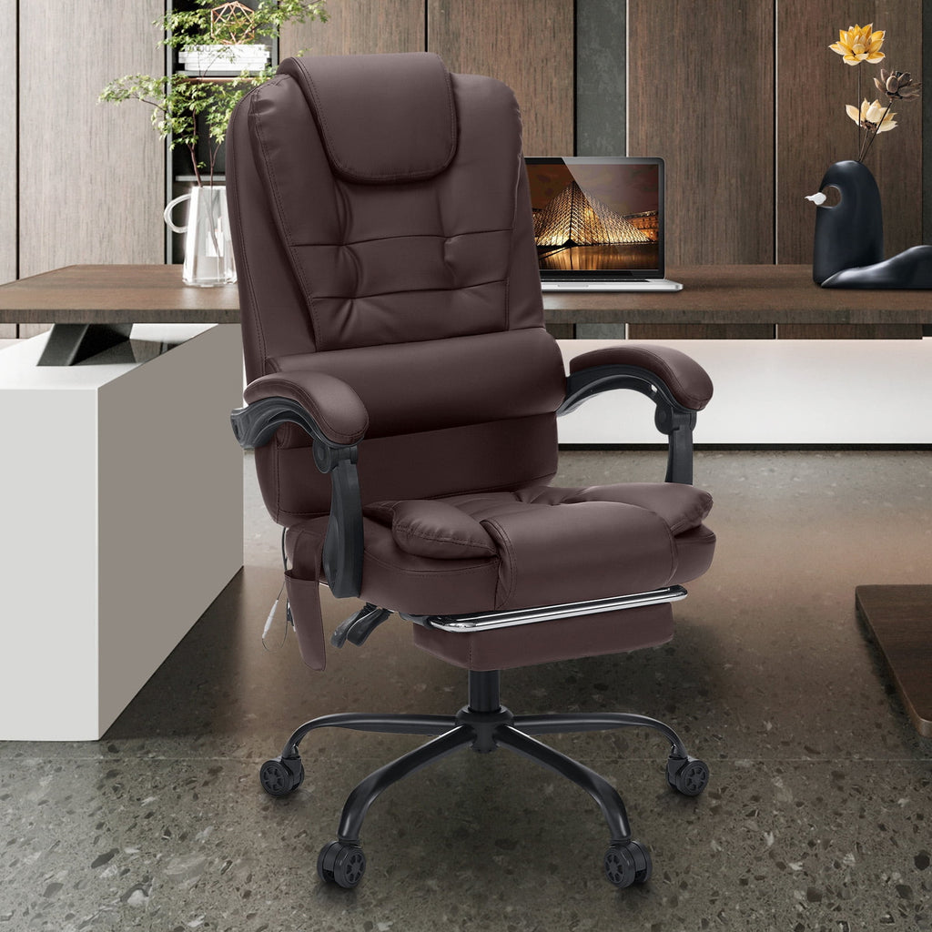 Hoffree Executive Office Chair Massage and Footrest Ergonomic Computer Desk Chair Reclining High Back Leather Office Chair Lumbar Back Support Swivel Rolling for Home Office Black