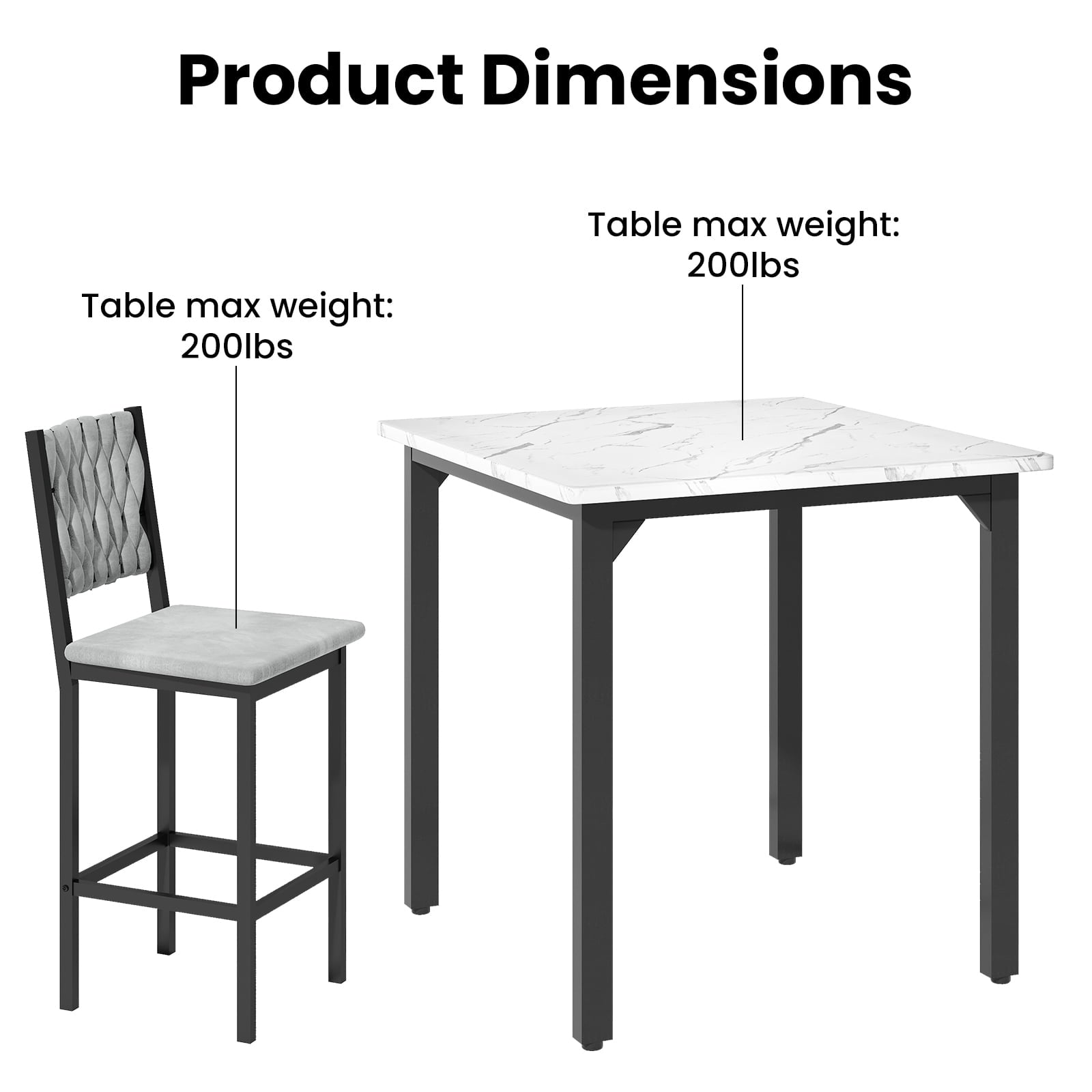 MIERES 5 Piece Dining Table Set High Top Dining Table Set for 4 Counter Height Small Kitchen Table With 4 Velvet Upholstered Chairs, Wood Small Dining Set for Bar Dining Room Breakfast