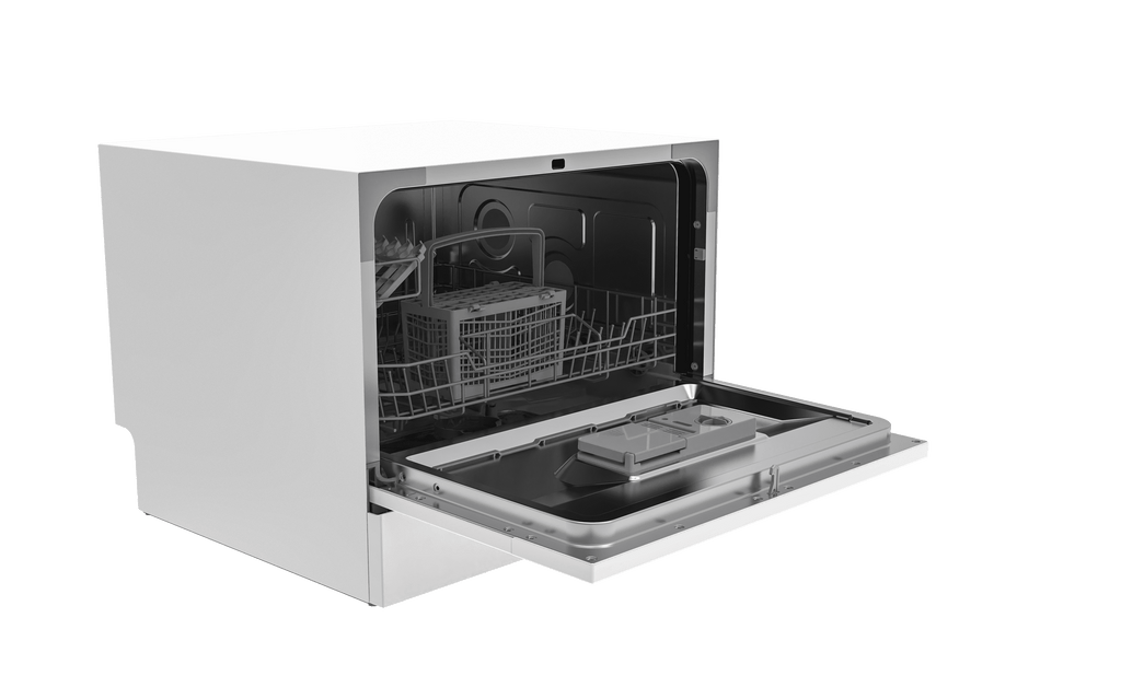 Hamilton Beach 6 Place Setting Countertop Dishwasher, Compact Portable Dishwasher for Kitchen, Apartment, RV, Dorm, White