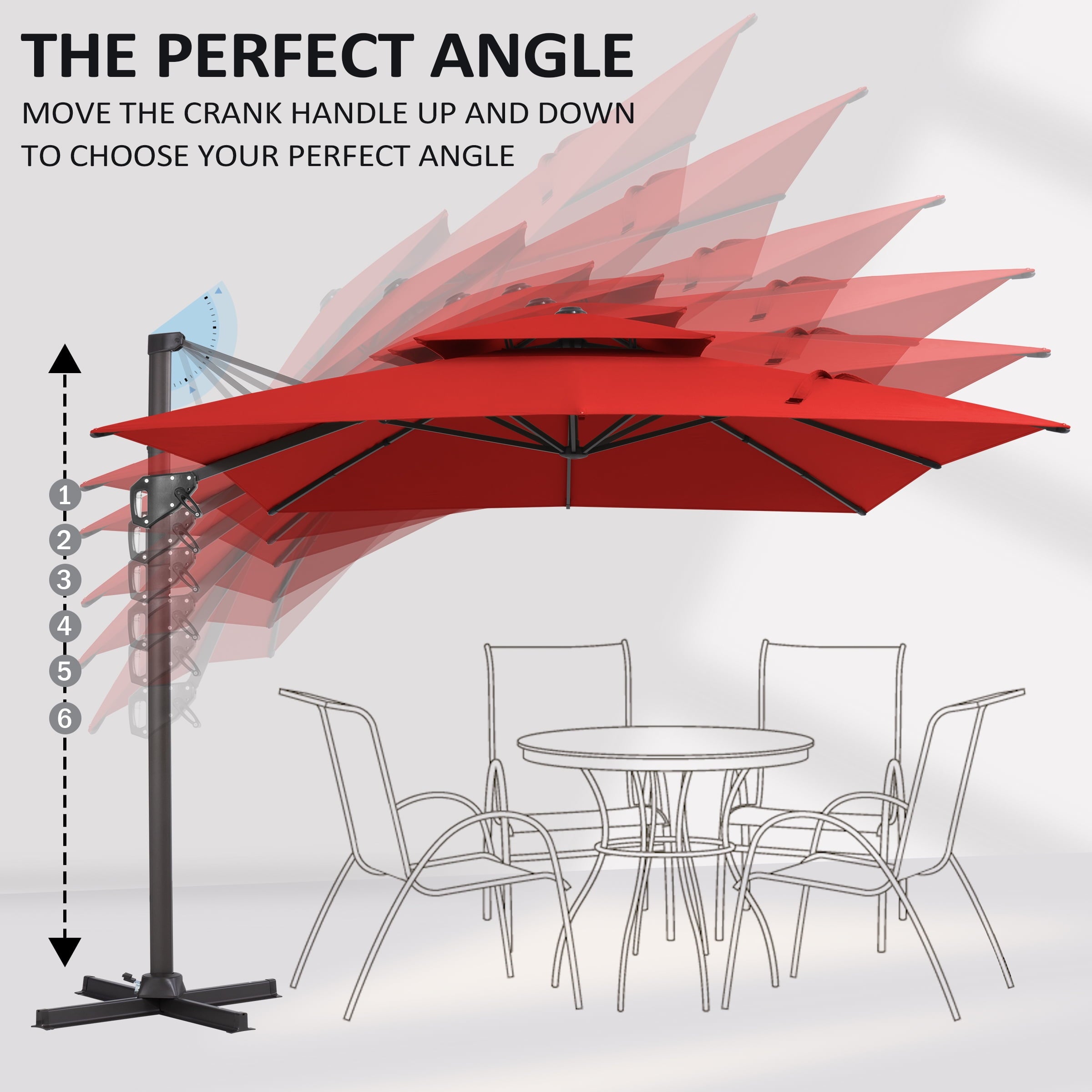 Pellebant 9' X 11' Patio Umbrella Outdoor Rectangle Umbrella Large Cantilever Umbrella Windproof Offset Heavy Duty Sun for Garden Deck Pool Patio