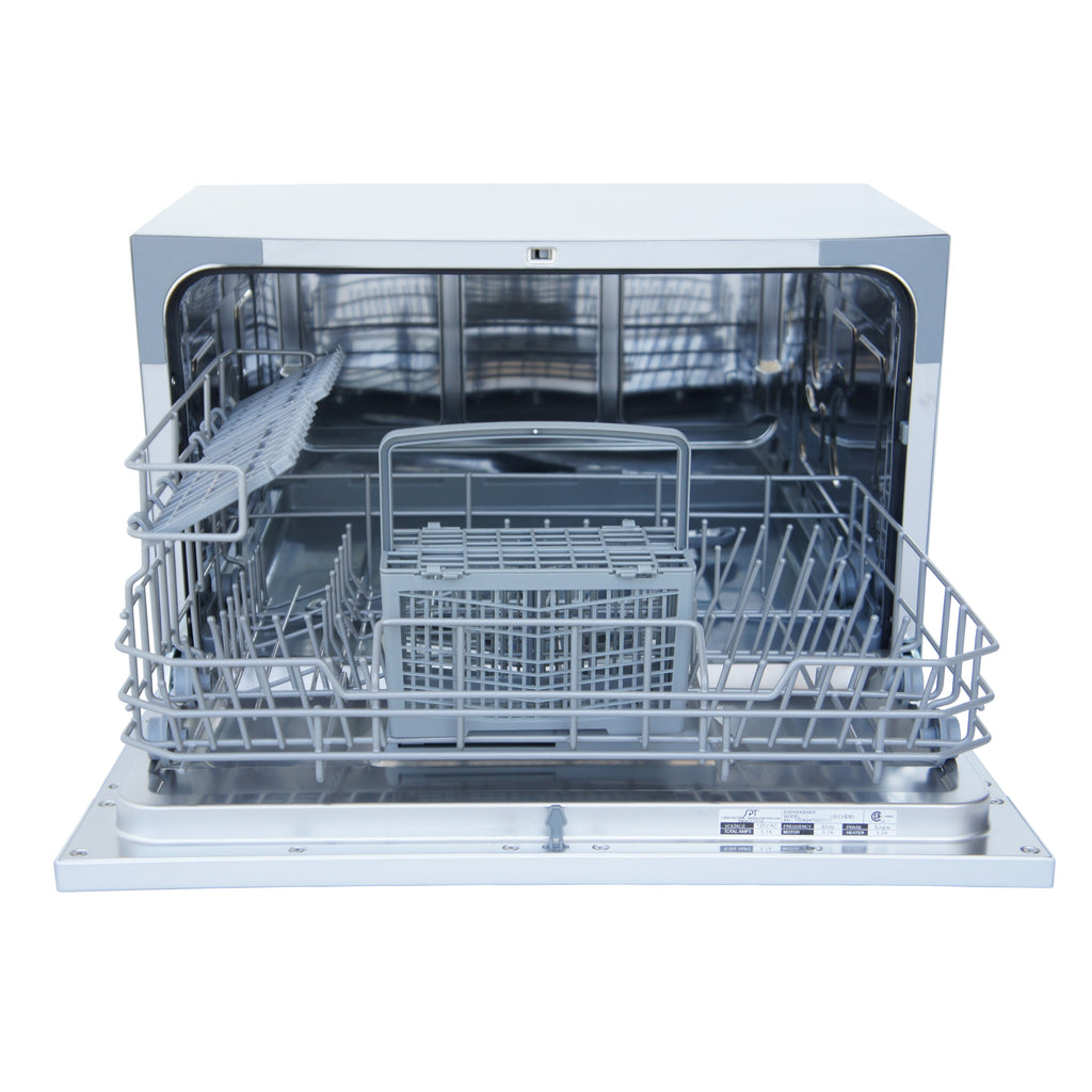 6 Place Settings Silver Countertop Dishwasher with Delay Start and LED display