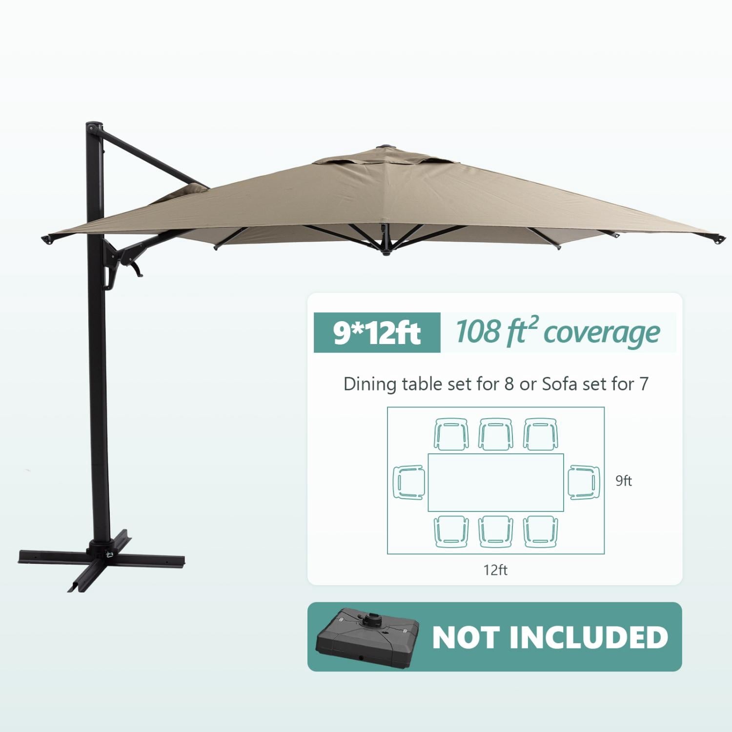 COSIEST 10FT Cream Double Top Cantilever Outdoor Umbrellas, Large Square Windproof Patio Umbrella for Garden, Deck, Pool