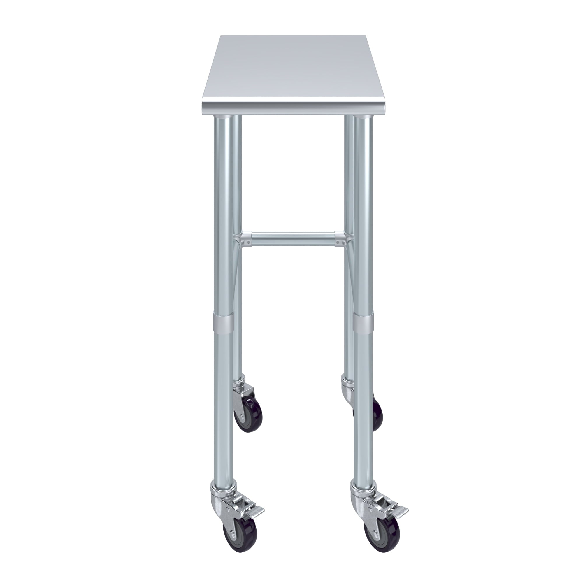 AmGood 36 Long x 30 Deep Stainless-Steel Work Table with Open Base and Wheels, Mobile Metal Table