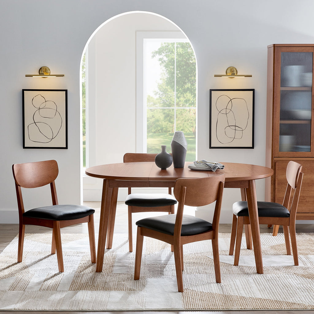 Better Homes & Gardens Greyson Mid-Century Extendable Dining Table, Solid Wood and Veneer, Acorn Finish