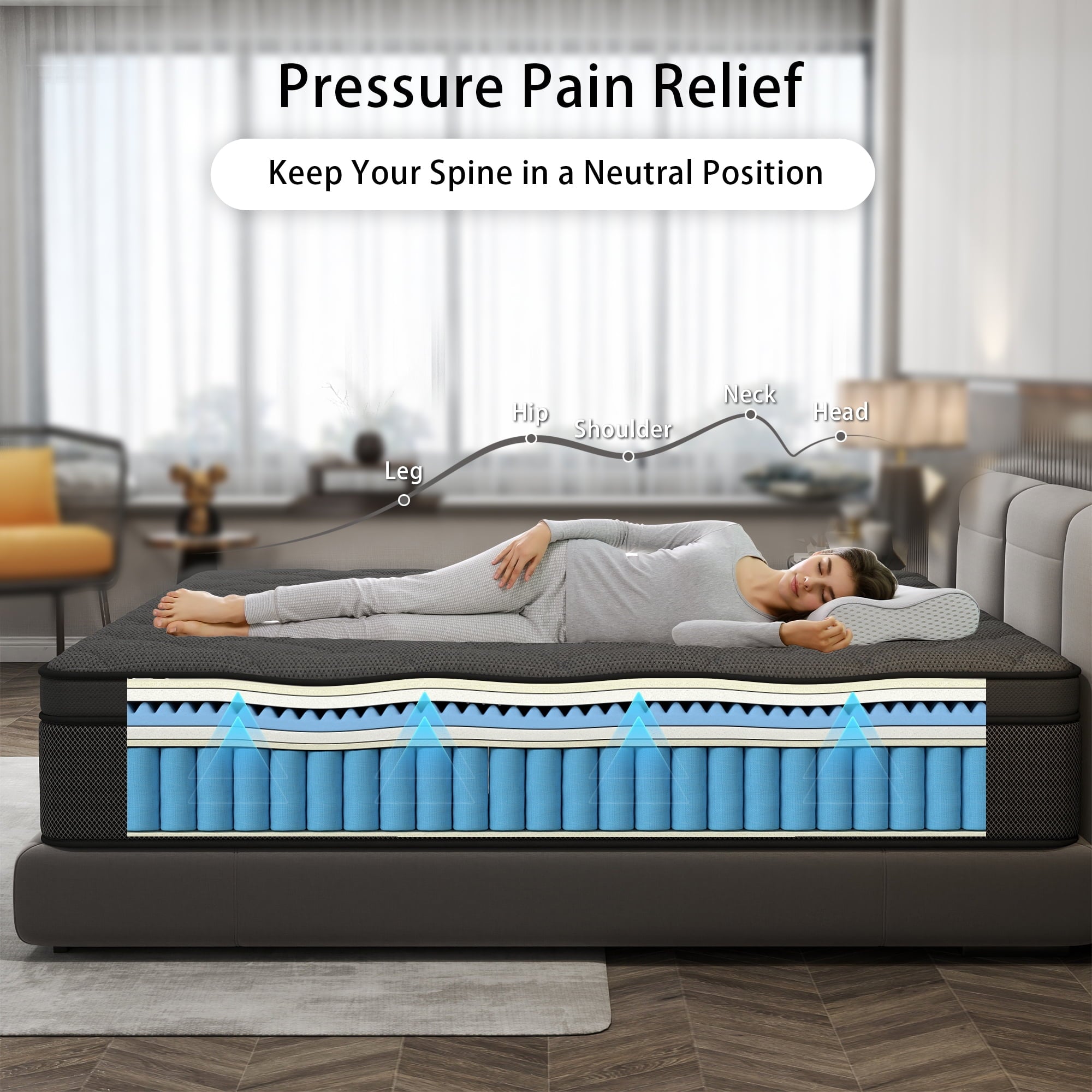 CICIMLU Full Mattress 12 inch Hybrid Gel Memory Foam & Pocket Innerspring, Pressure-Relief, Medium Firm Mattress