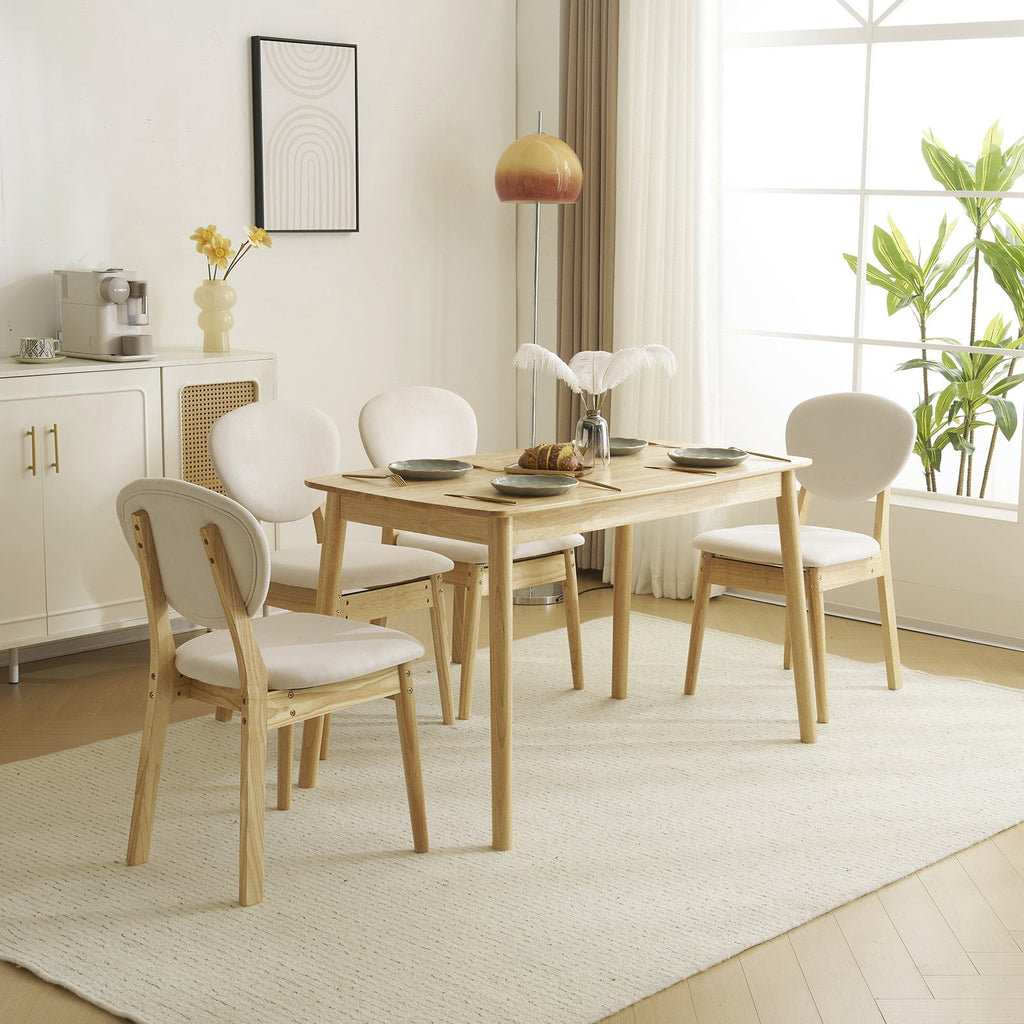 Ktaxon Dining Table Set for 4 Solid Wood Dinner Table with Padded Chairs for Home Kitchen Restaurant 47 Wood Color