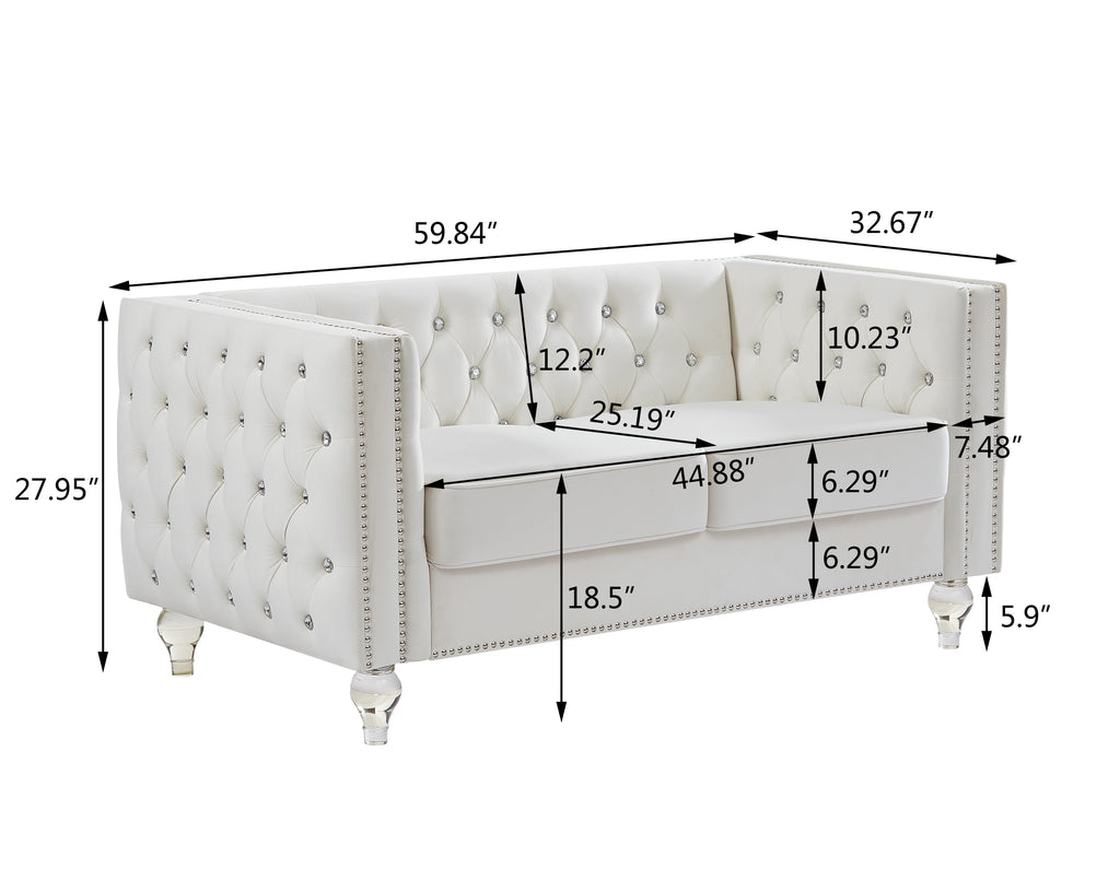 Gewnee 86.6 Modern Sofa Couch,Teddy Velvet 3 Seaters Comfy Couch with Deep Seat for Living Room,2 Pillows,Beige